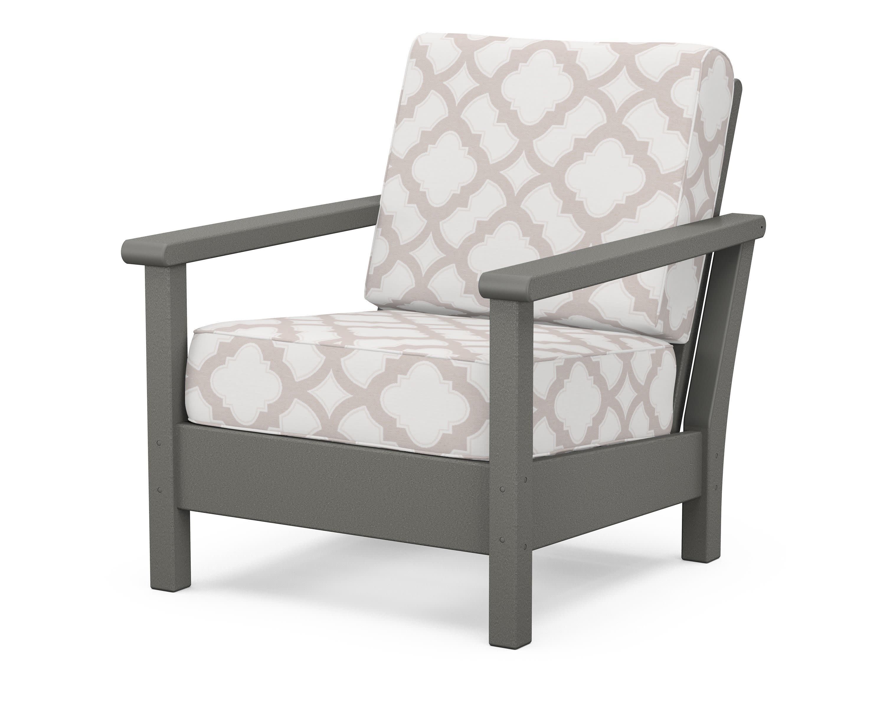 Harbour Deep Seating Chair in Slate Grey / Trellis Dune Burlap