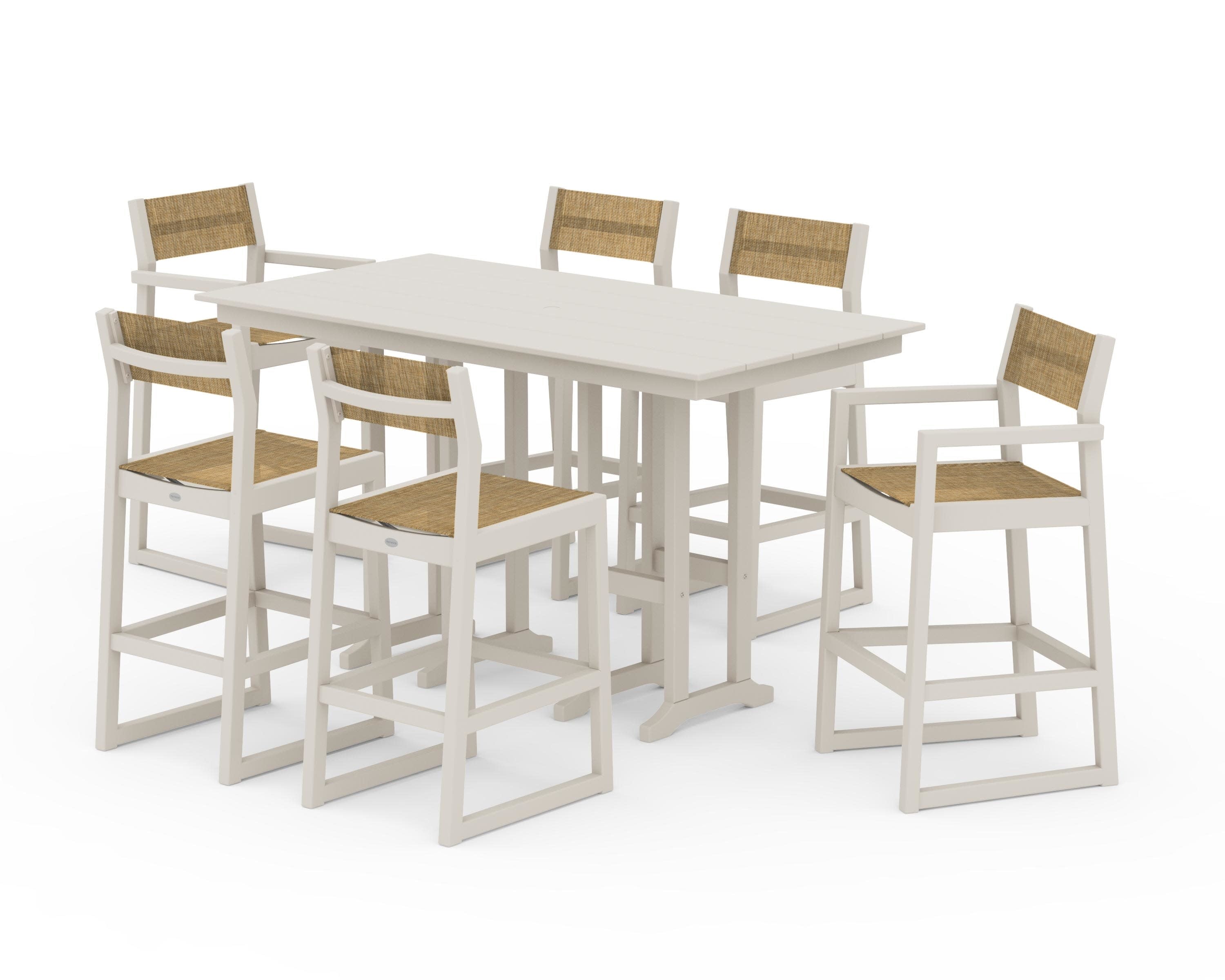 EDGE Sling 7-Piece Farmhouse Bar Set in Sand / Burlap Sling