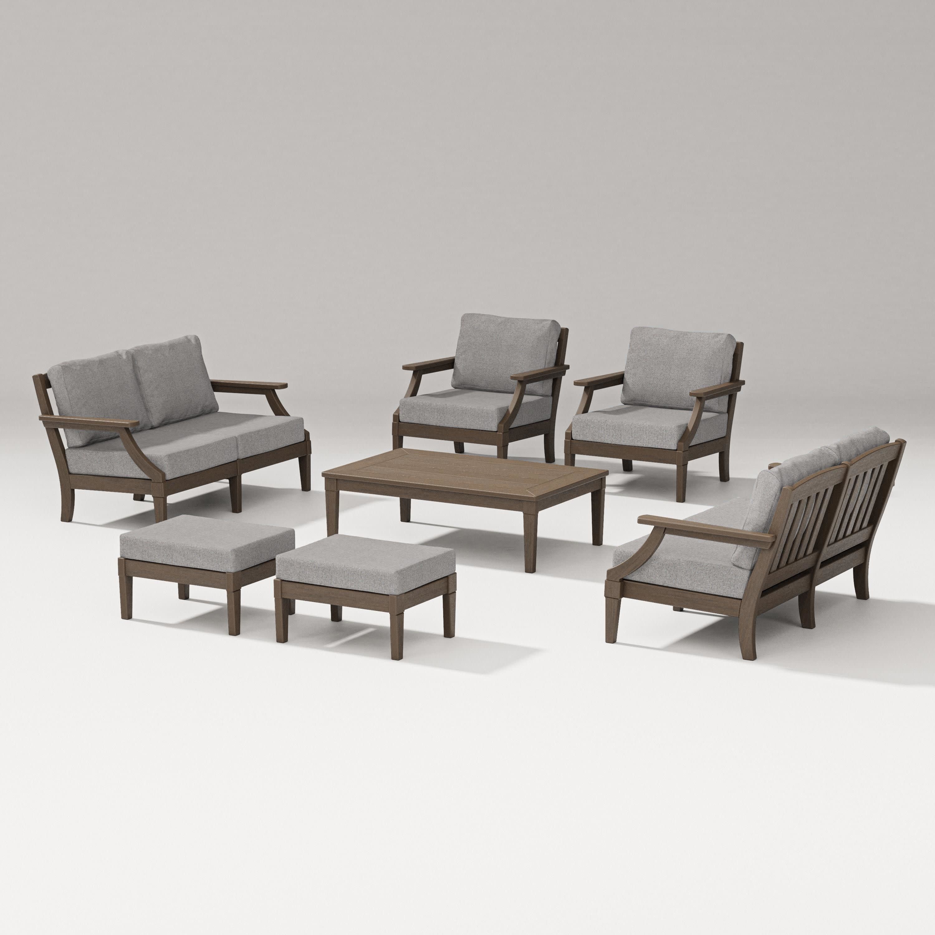 Estate 7-Piece Lounge Loveseat Set in Kona / Grey Mist