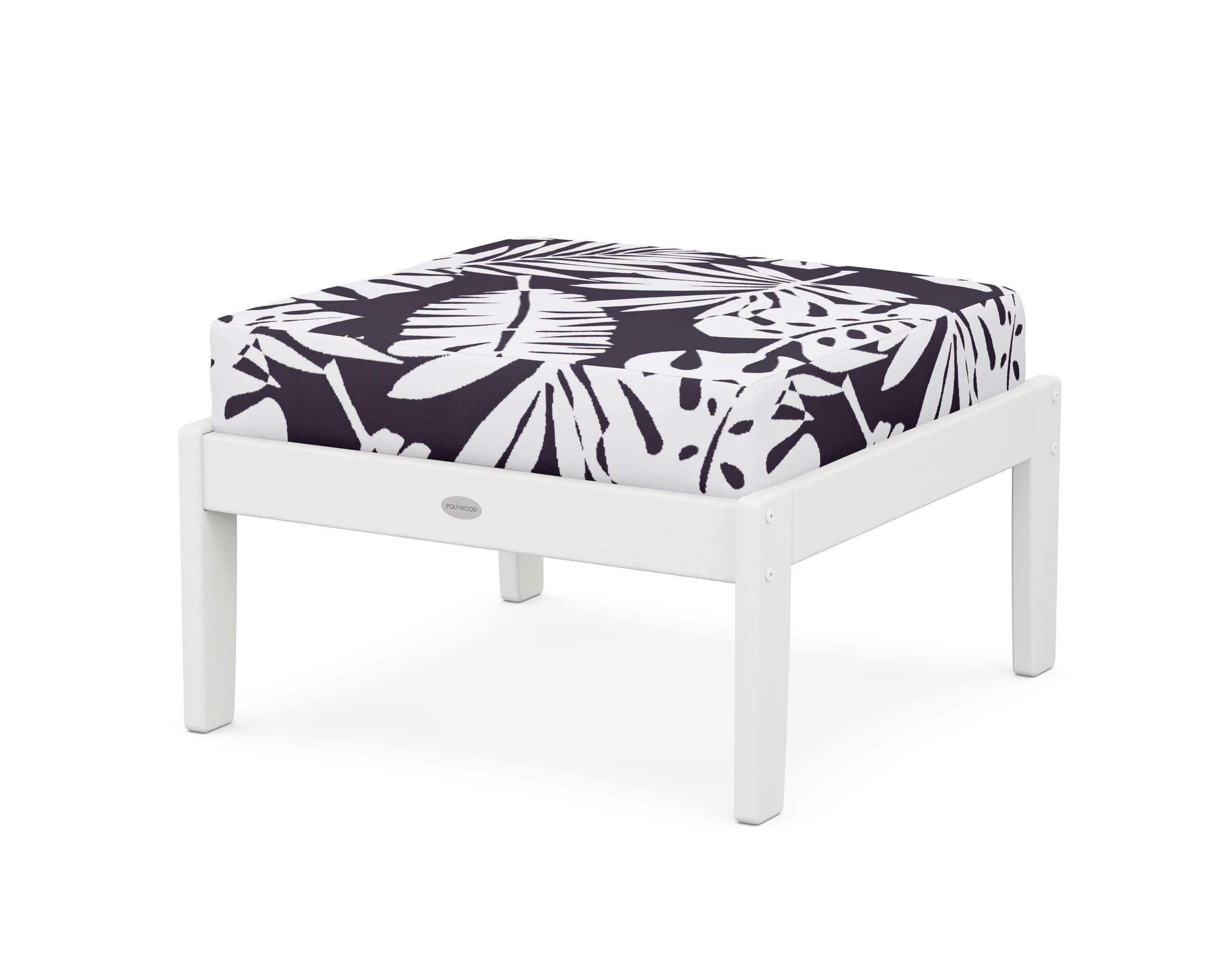 Braxton Deep Seating Ottoman in Vintage White / Leaf Navy
