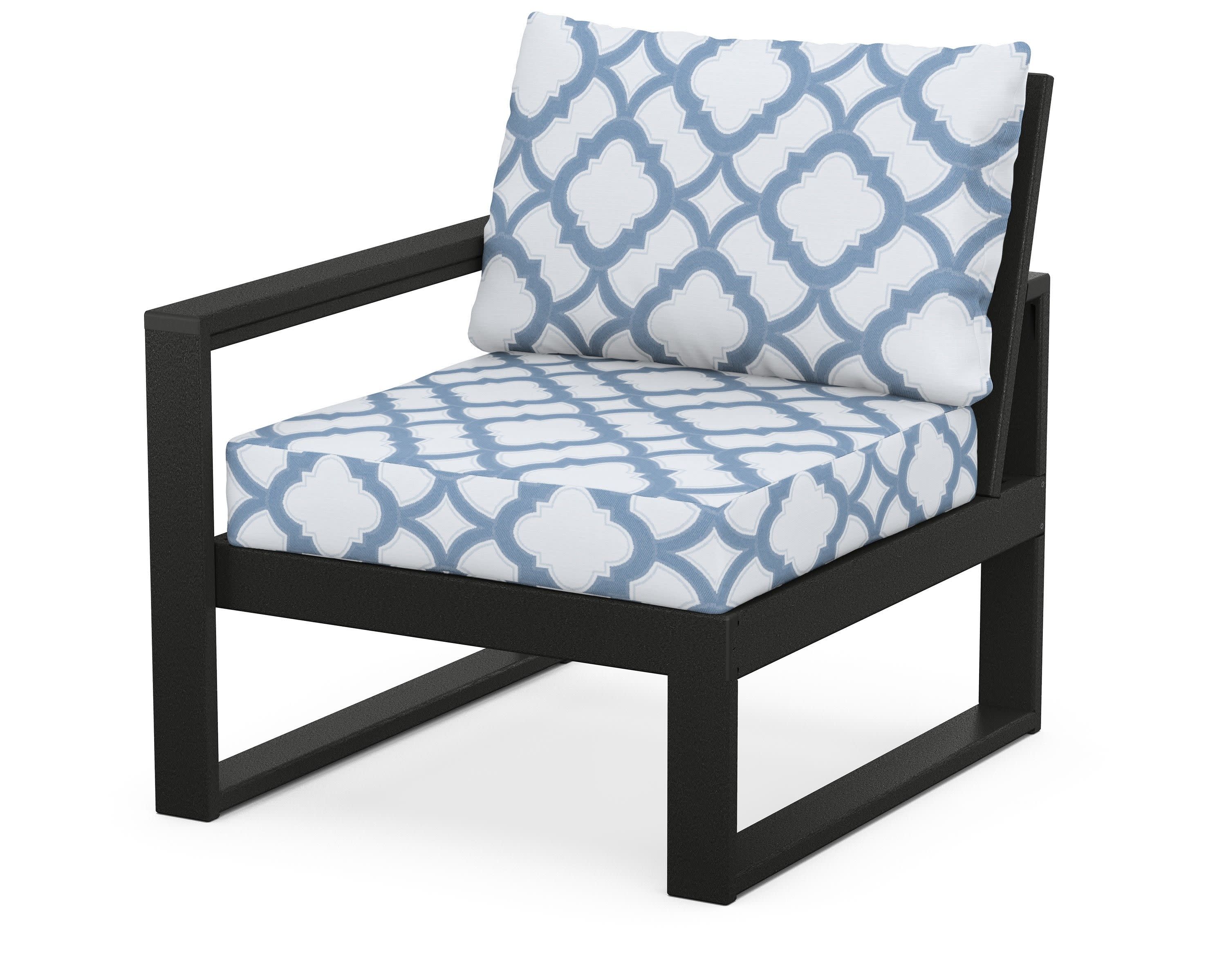 EDGE Modular Left Arm Chair in Black / Trellis Sky Blue