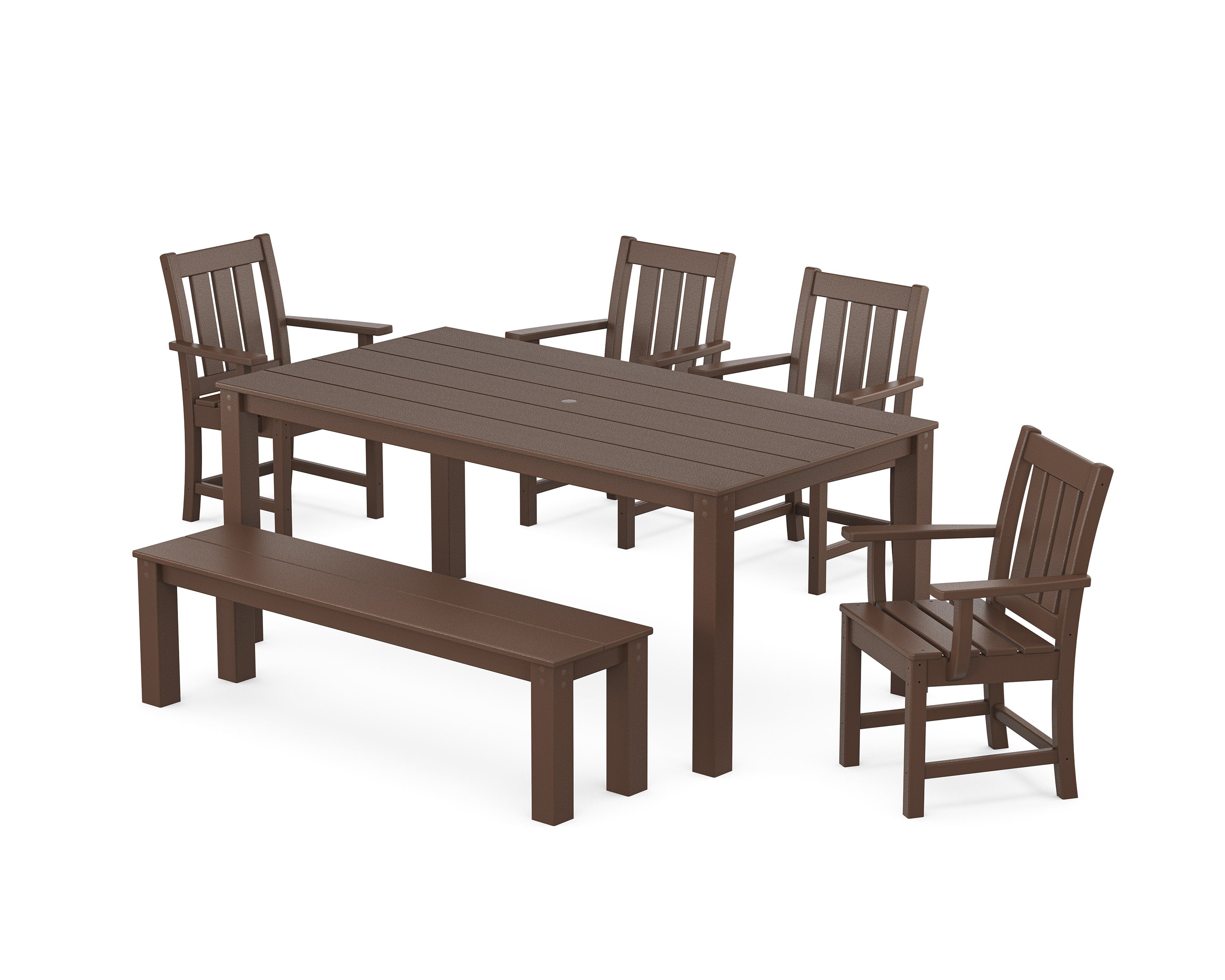 Oxford 6-Piece Parsons Dining Set with Bench in Mahogany