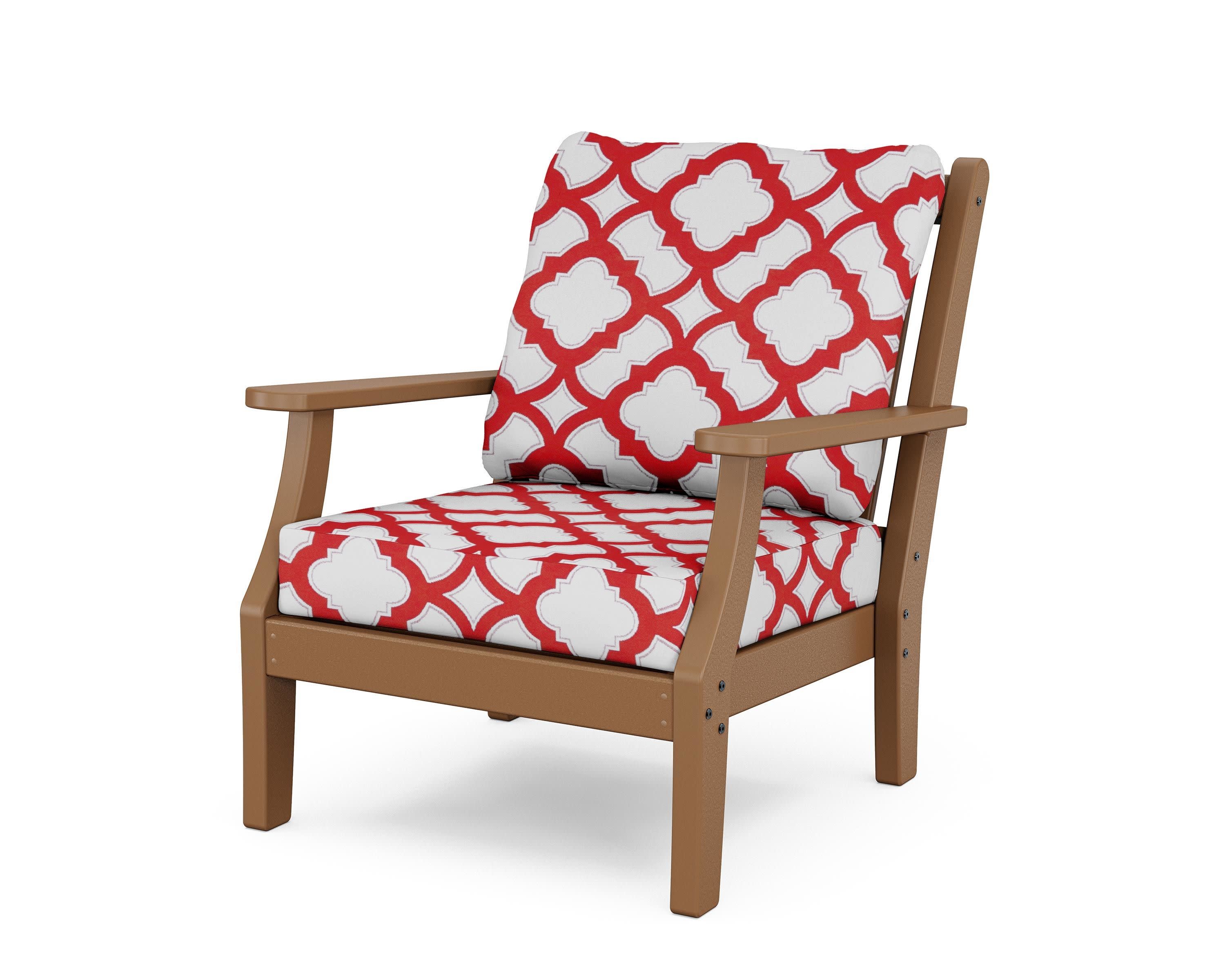 Wovendale Deep Seating Chair in Teak / Trellis Crimson