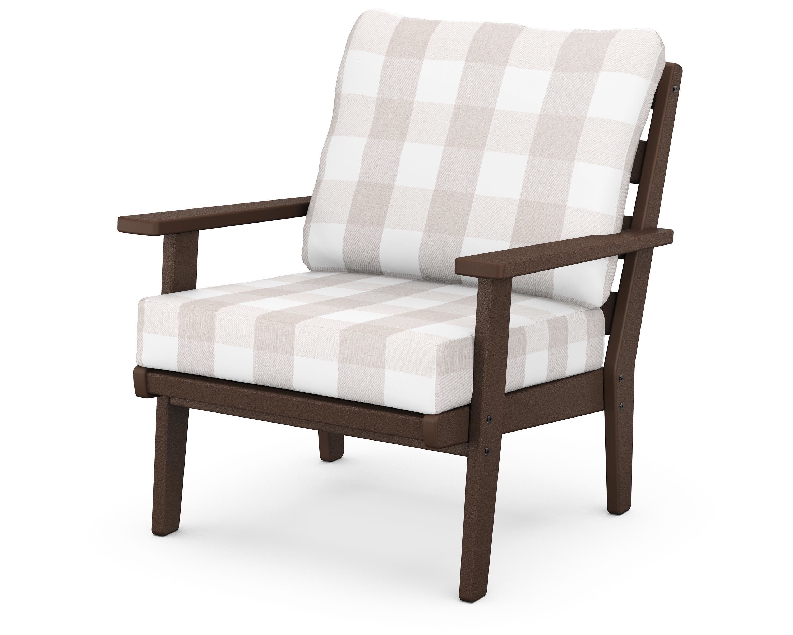 Grant Park Deep Seating Chair in Mahogany / Buffalo Plaid Dune Burlap