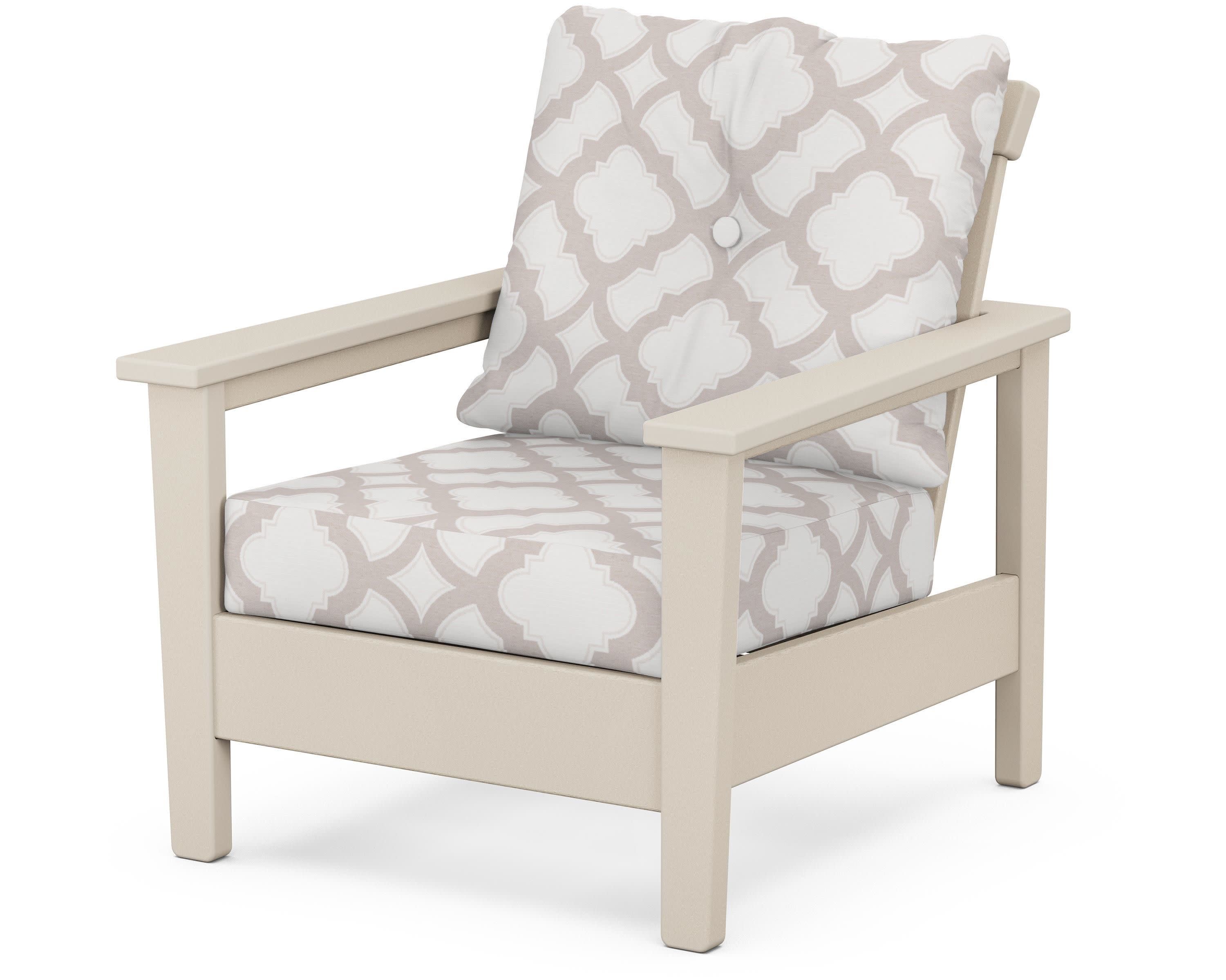 Prescott Deep Seating Chair in Sand / Trellis Dune Burlap