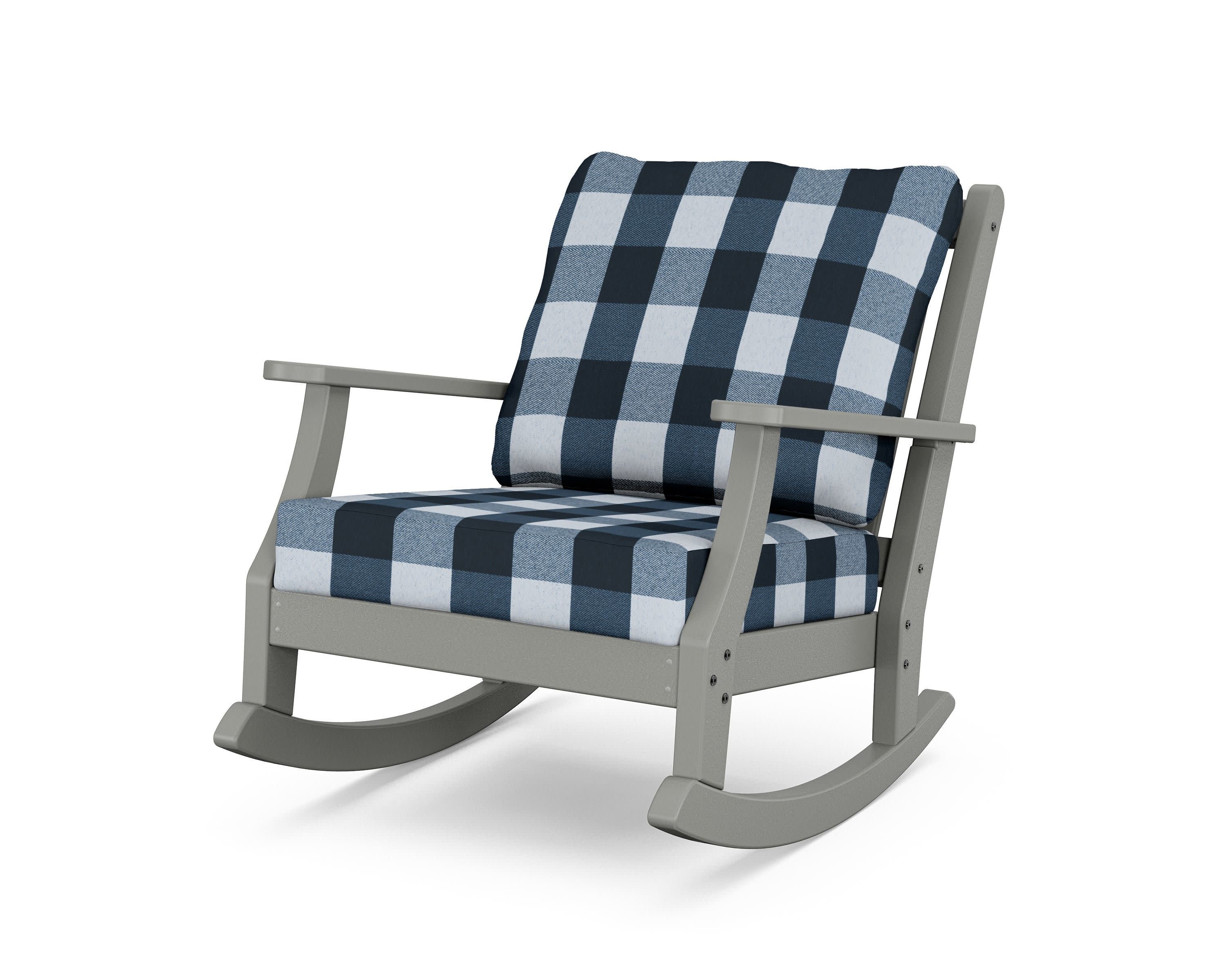 Wovendale Deep Seating Rocking Chair in Slate Grey / Buffalo Plaid Marine Indigo