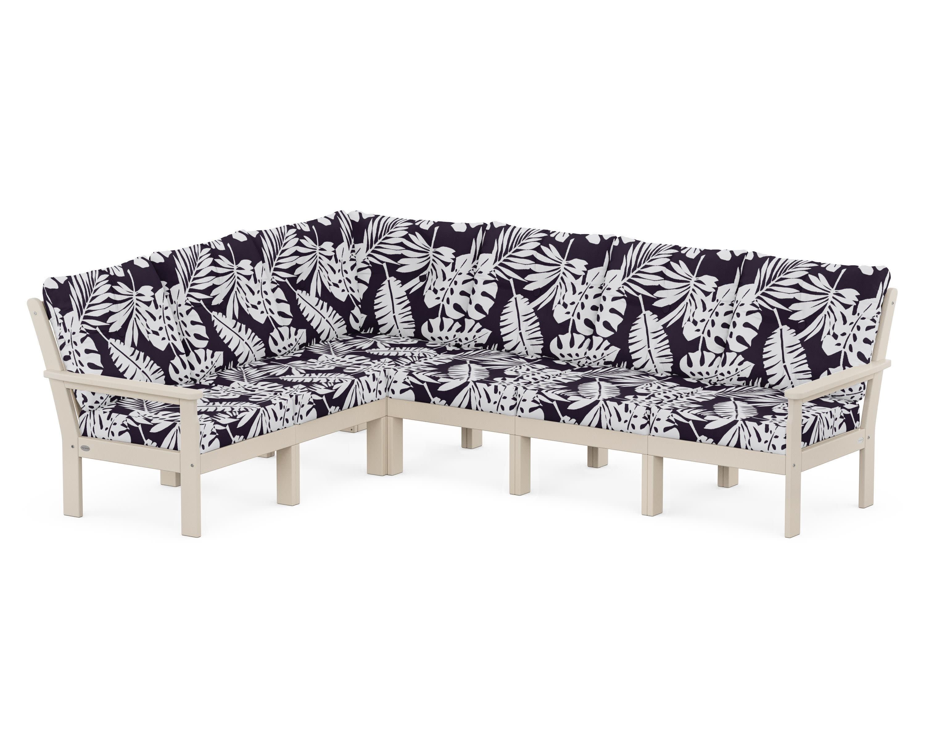 Vineyard 6-Piece Sectional in Sand / Leaf Navy