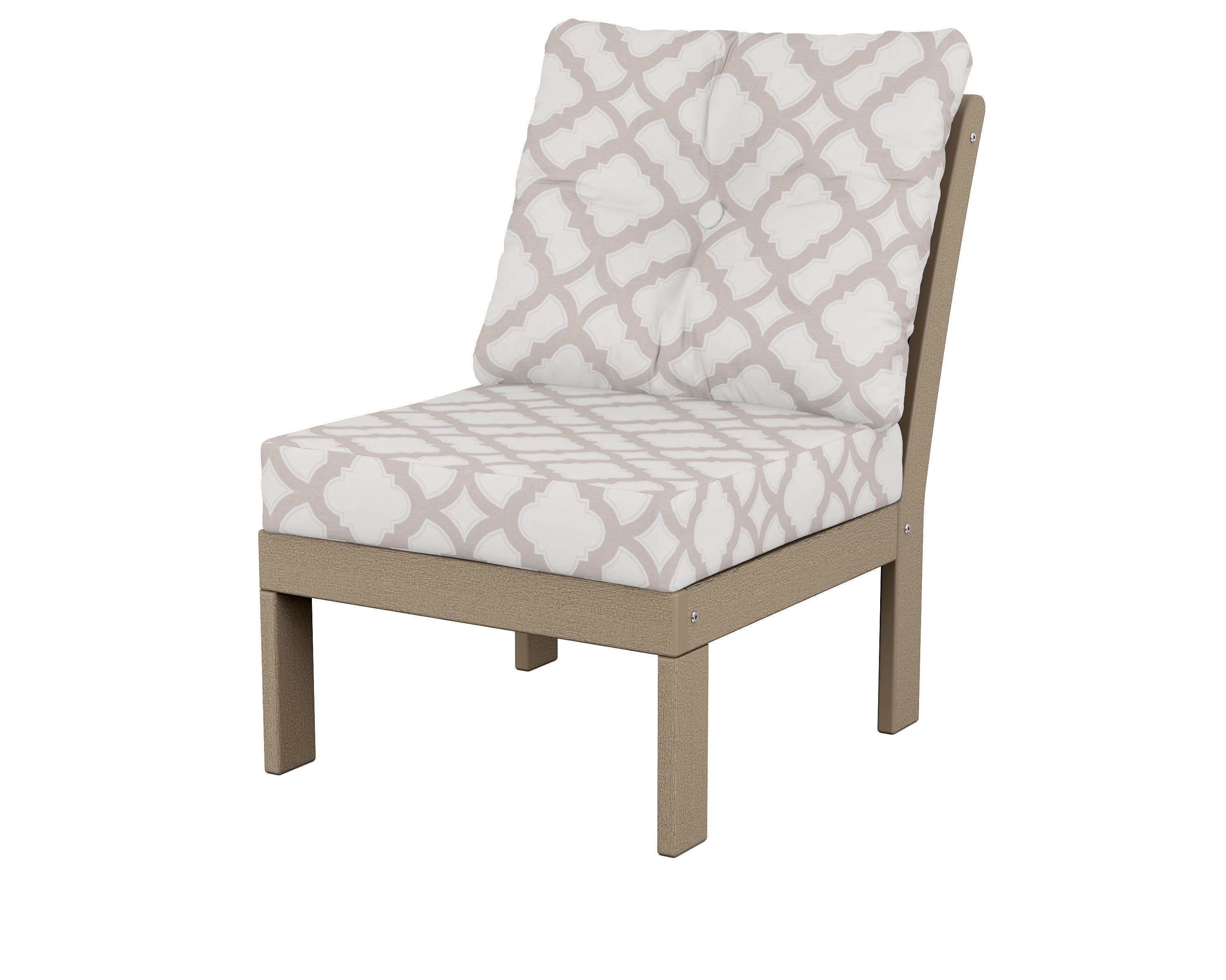 Vineyard Modular Armless Chair in Vintage Sahara / Trellis Dune Burlap