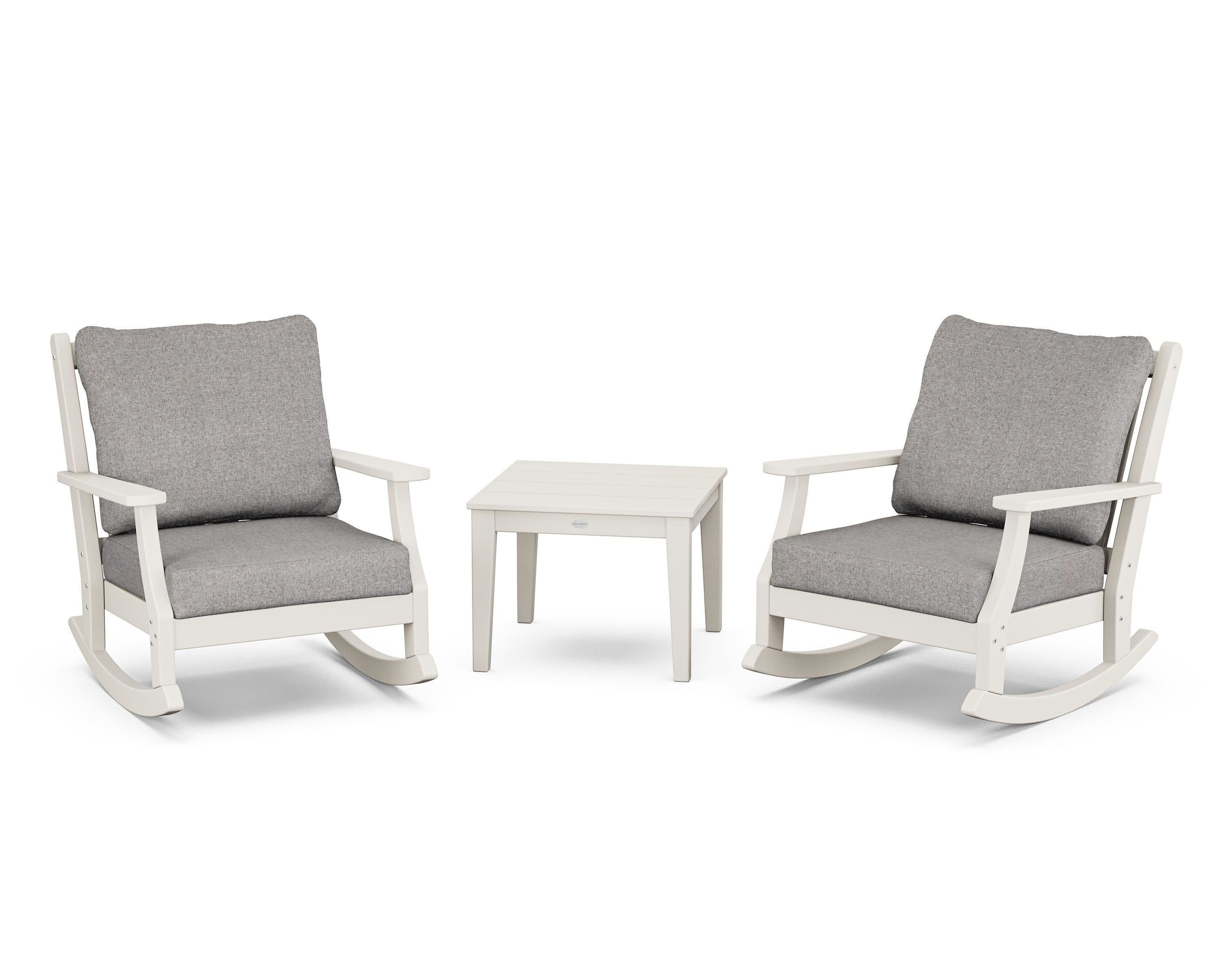 Wovendale 3-Piece Deep Seating Rocker Set in Sand / Grey Mist
