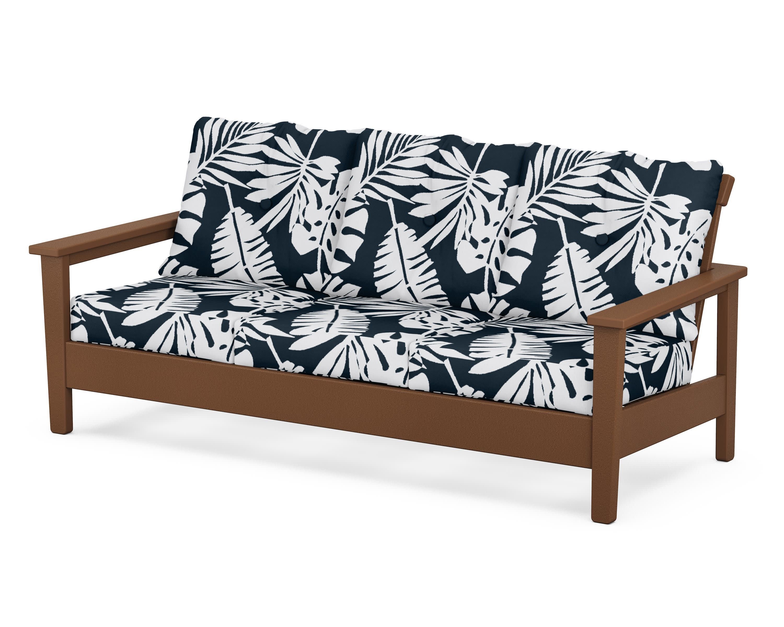 Prescott Deep Seating Sofa in Teak / Leaf Marine Indigo