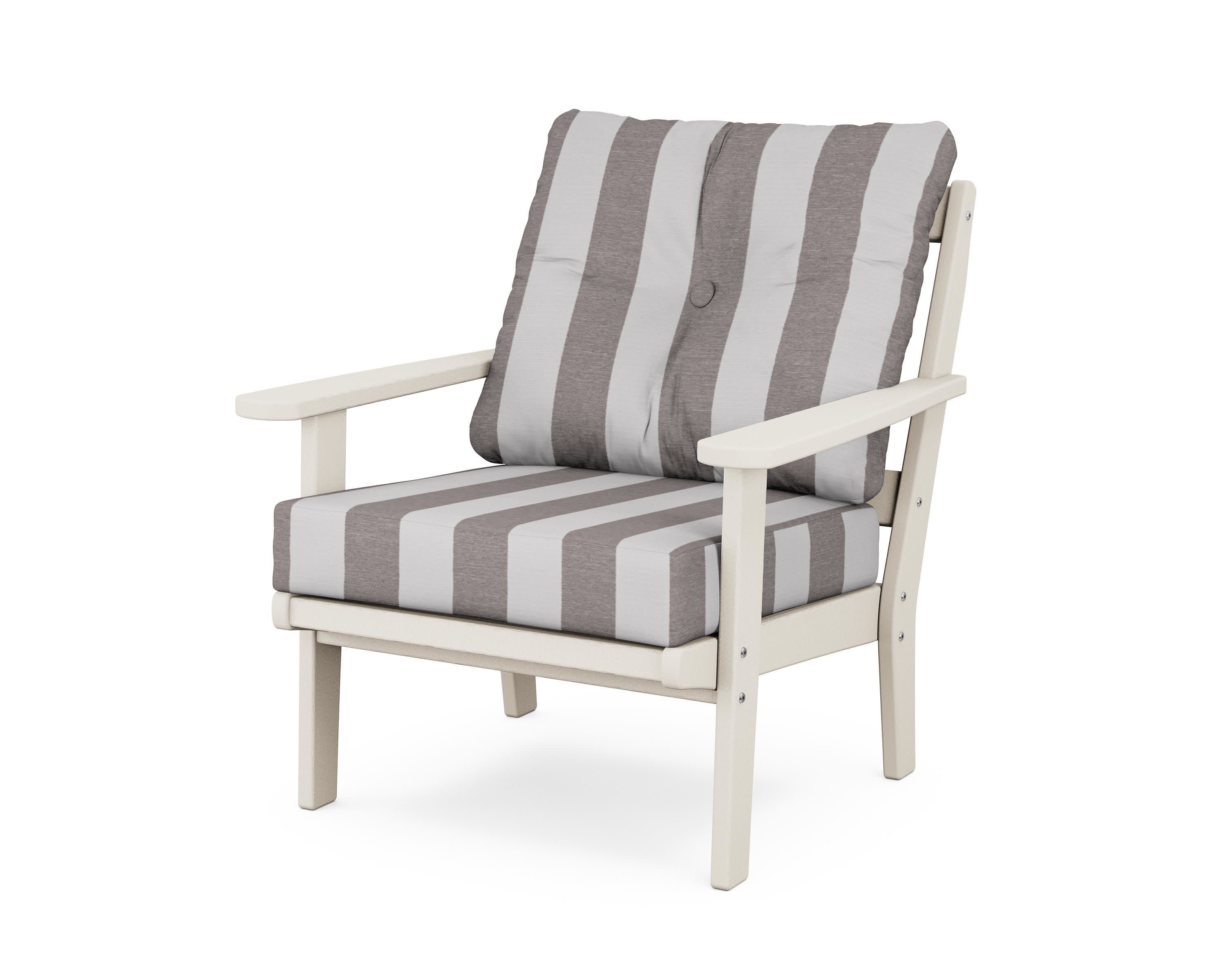 Mission Deep Seating Chair in Sand / Cabana Stripe Grey Mist