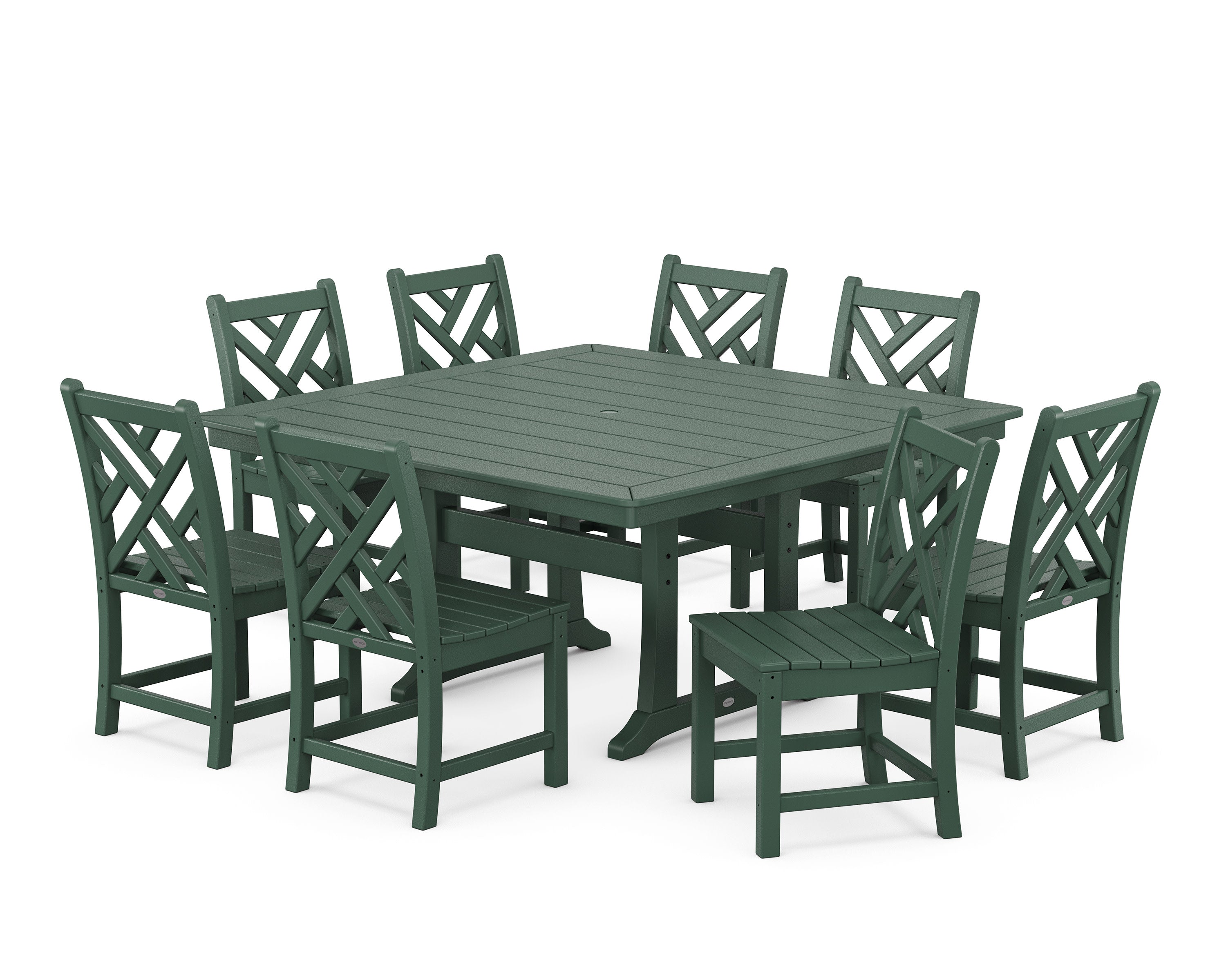 Chippendale 9-Piece Nautical Trestle Dining Set in Green
