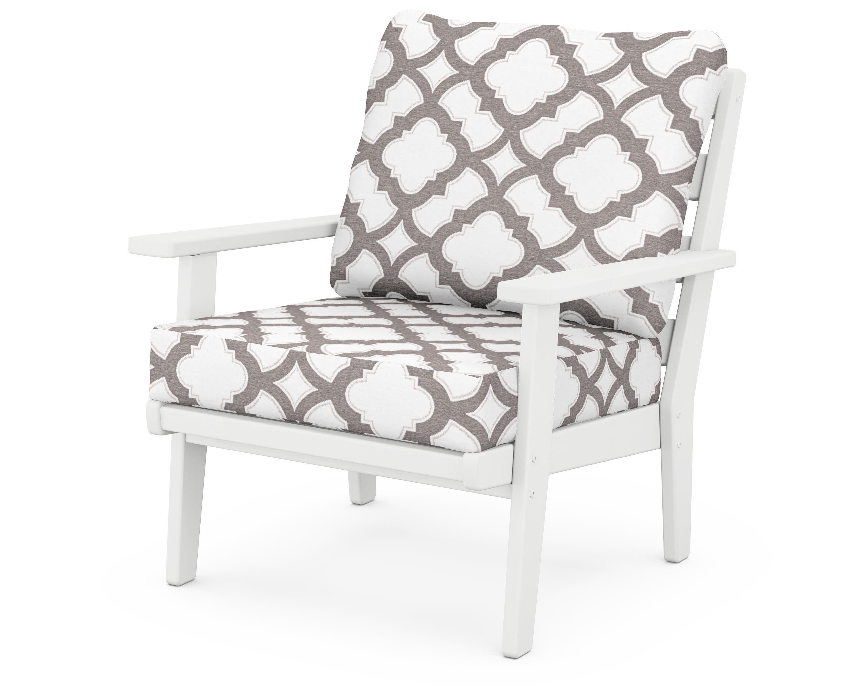 Grant Park Deep Seating Chair in White / Trellis Grey Mist