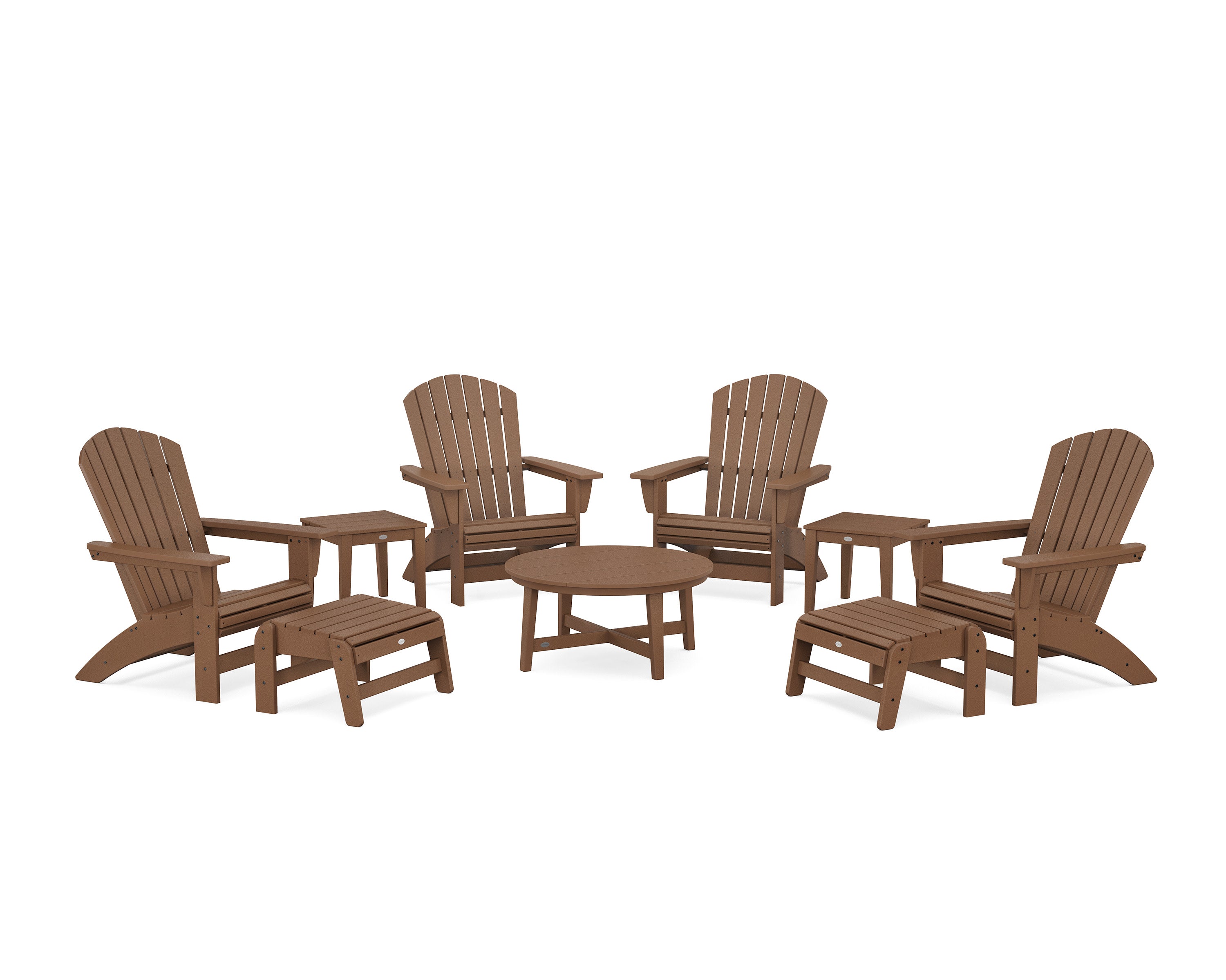 Nautical Grand Adirondack 9-Piece Conversation Set in Teak
