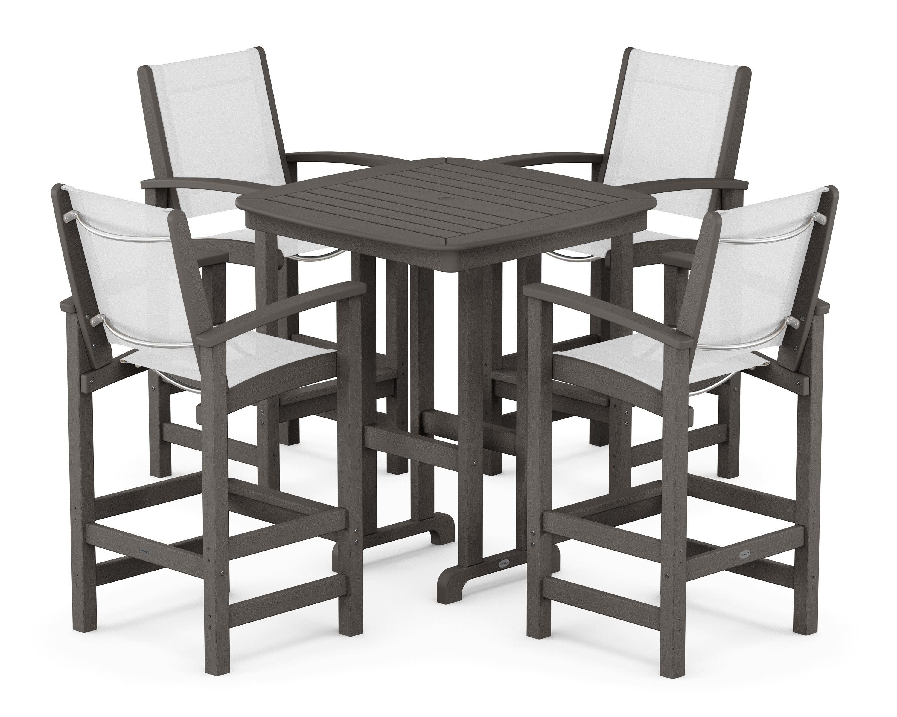 Coastal 5-Piece Bar Set in Vintage Coffee / White Sling