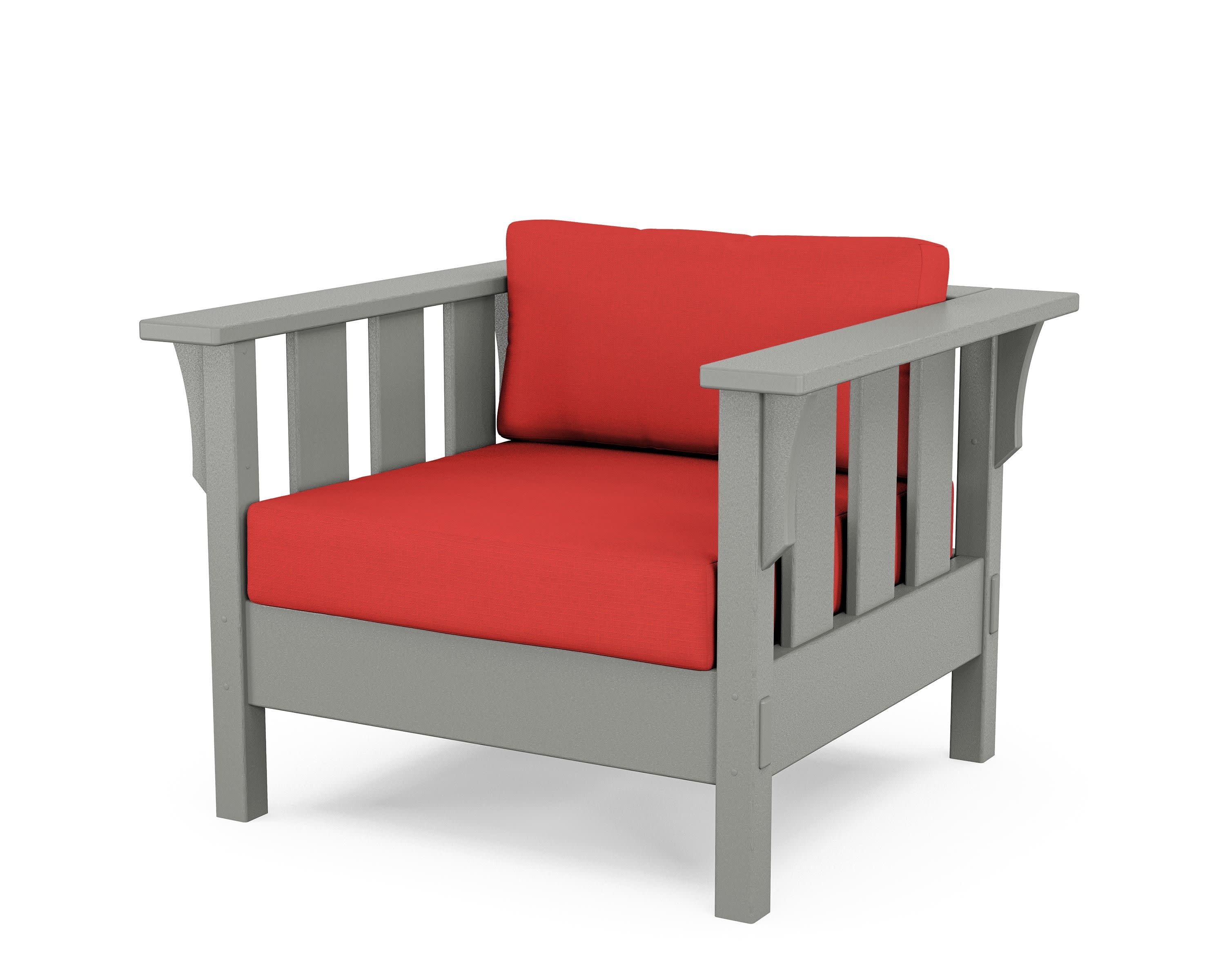 Acadia Deep Seating Chair in Slate Grey / Crimson Linen