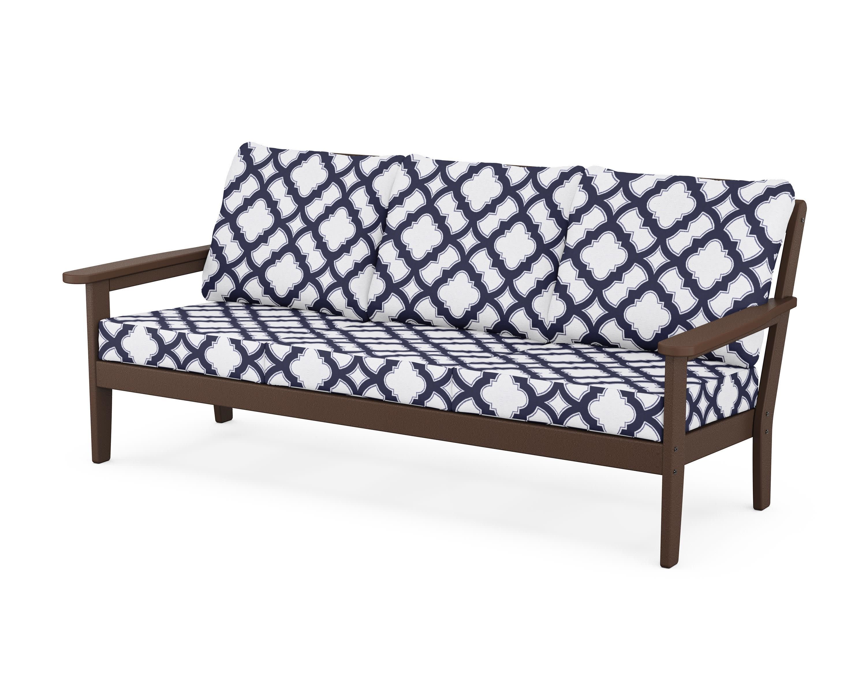 Cottage Deep Seating Sofa in Mahogany / Trellis Navy
