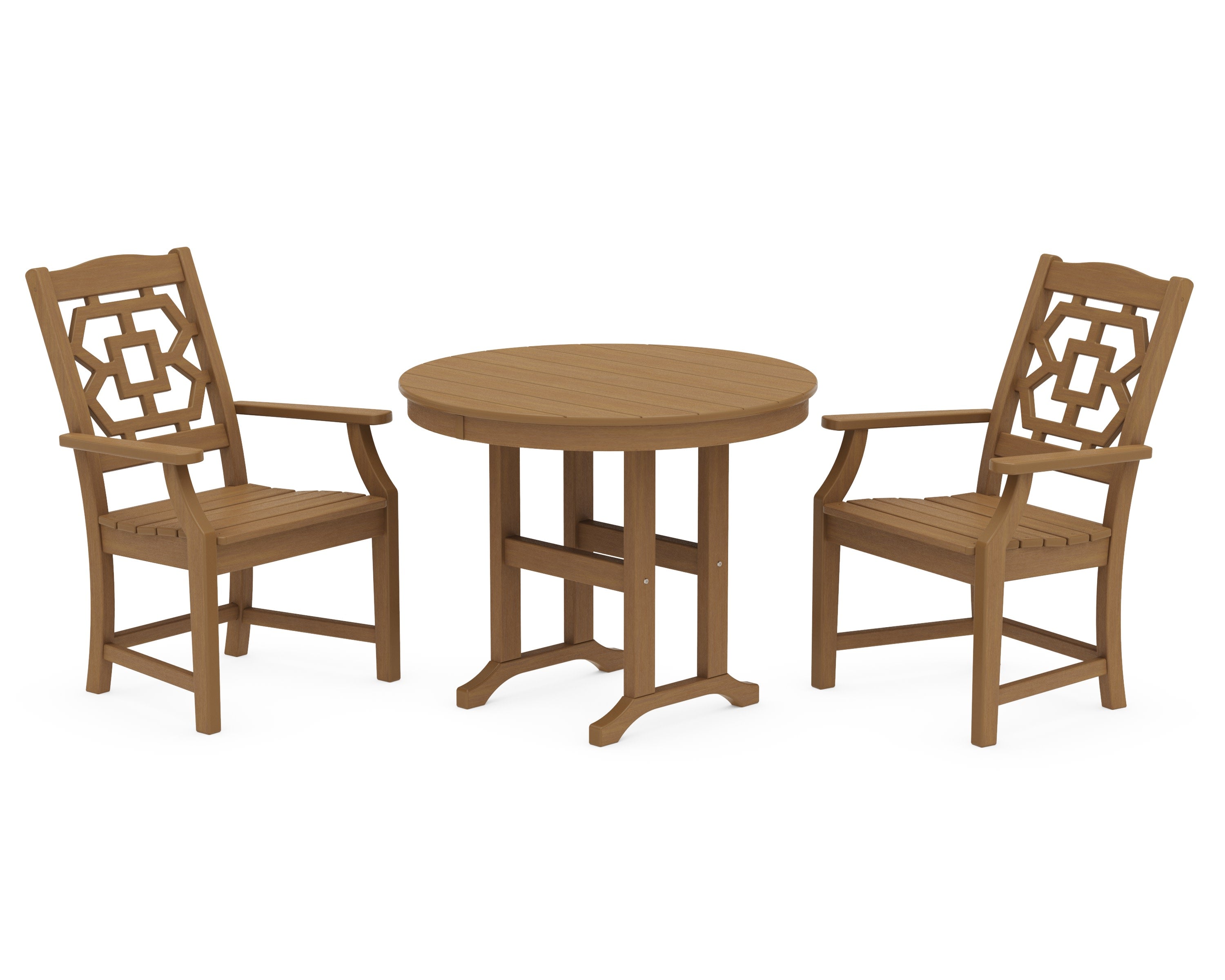 Chinoiserie 3-Piece Farmhouse Dining Set in Natural