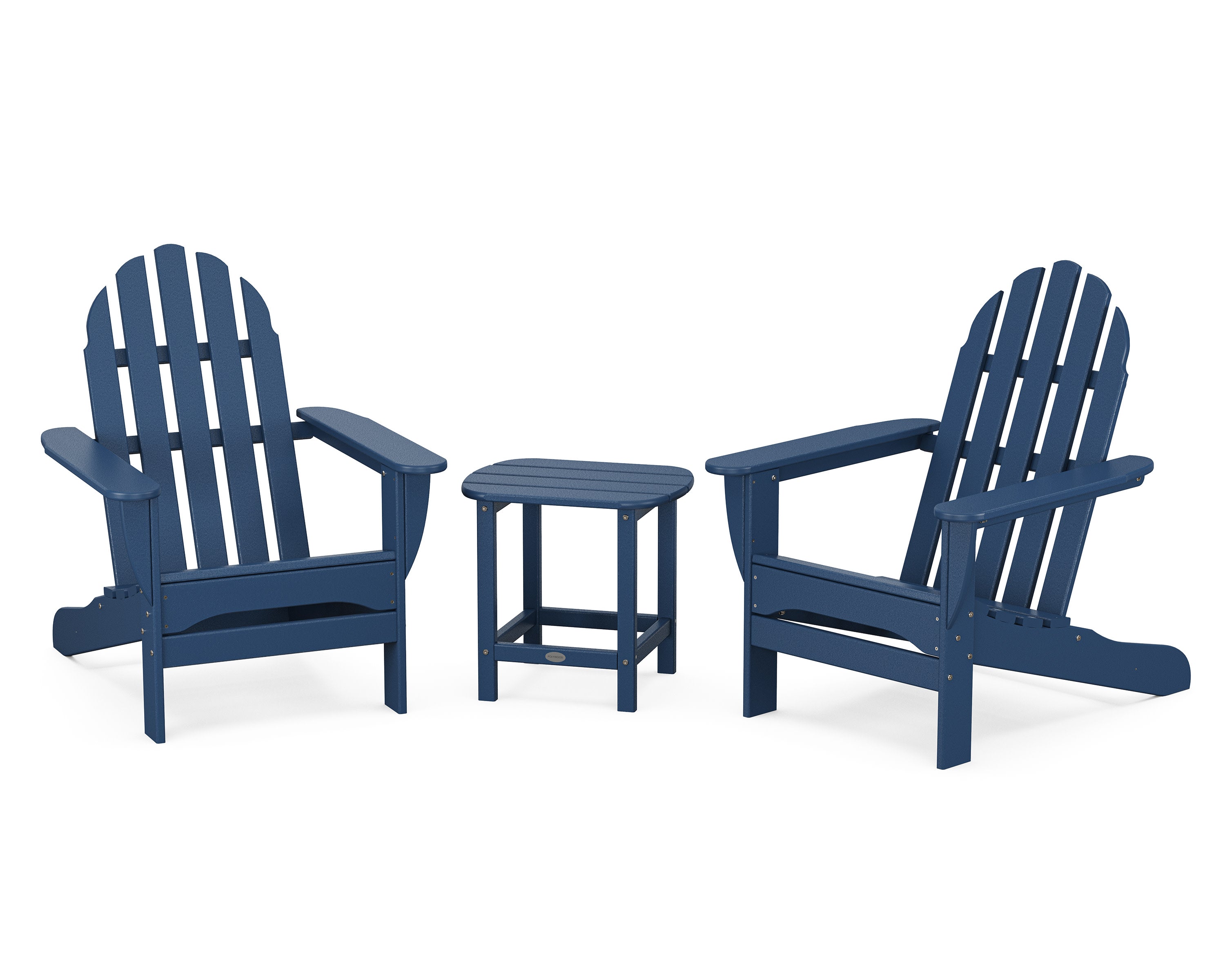 Classic Adirondack 3-Piece Set with South Beach 18" Side Table in Navy