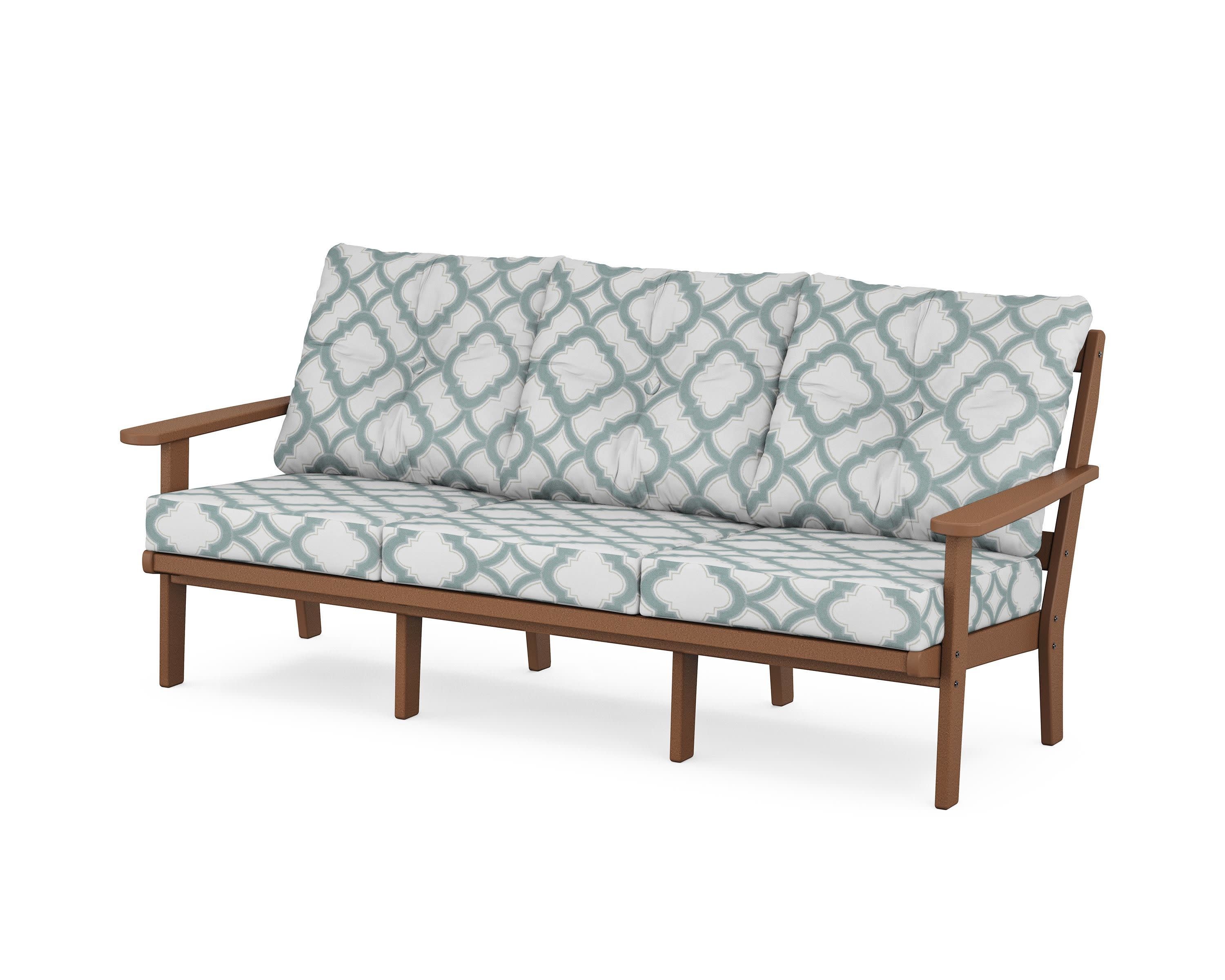Mission Deep Seating Sofa in Teak / Trellis Glacier Spa