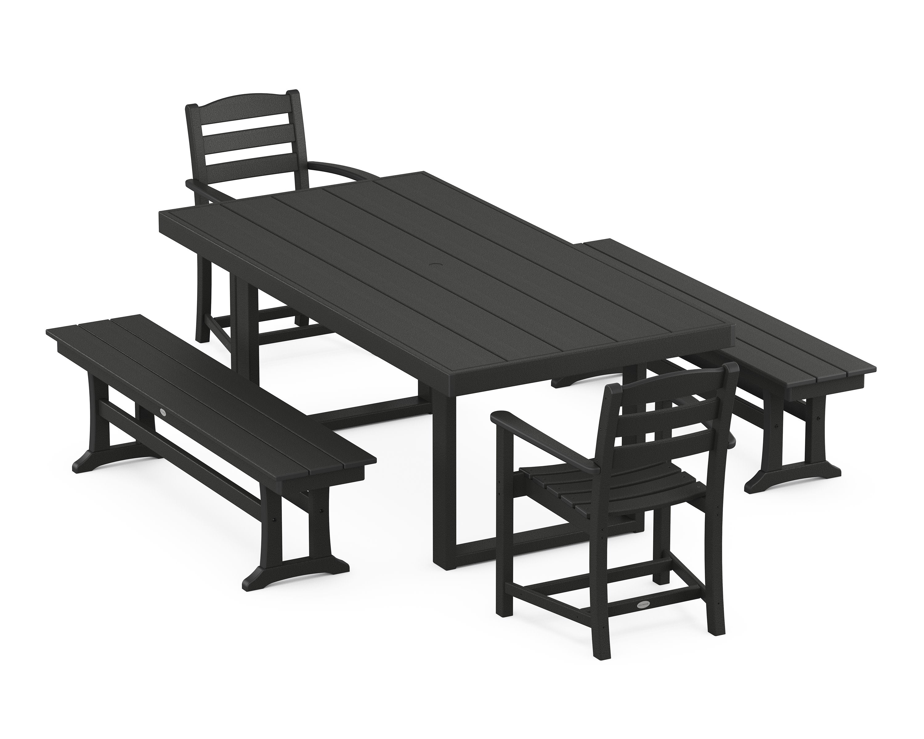 La Casa Caf 5-Piece Dining Set with Benches in Black