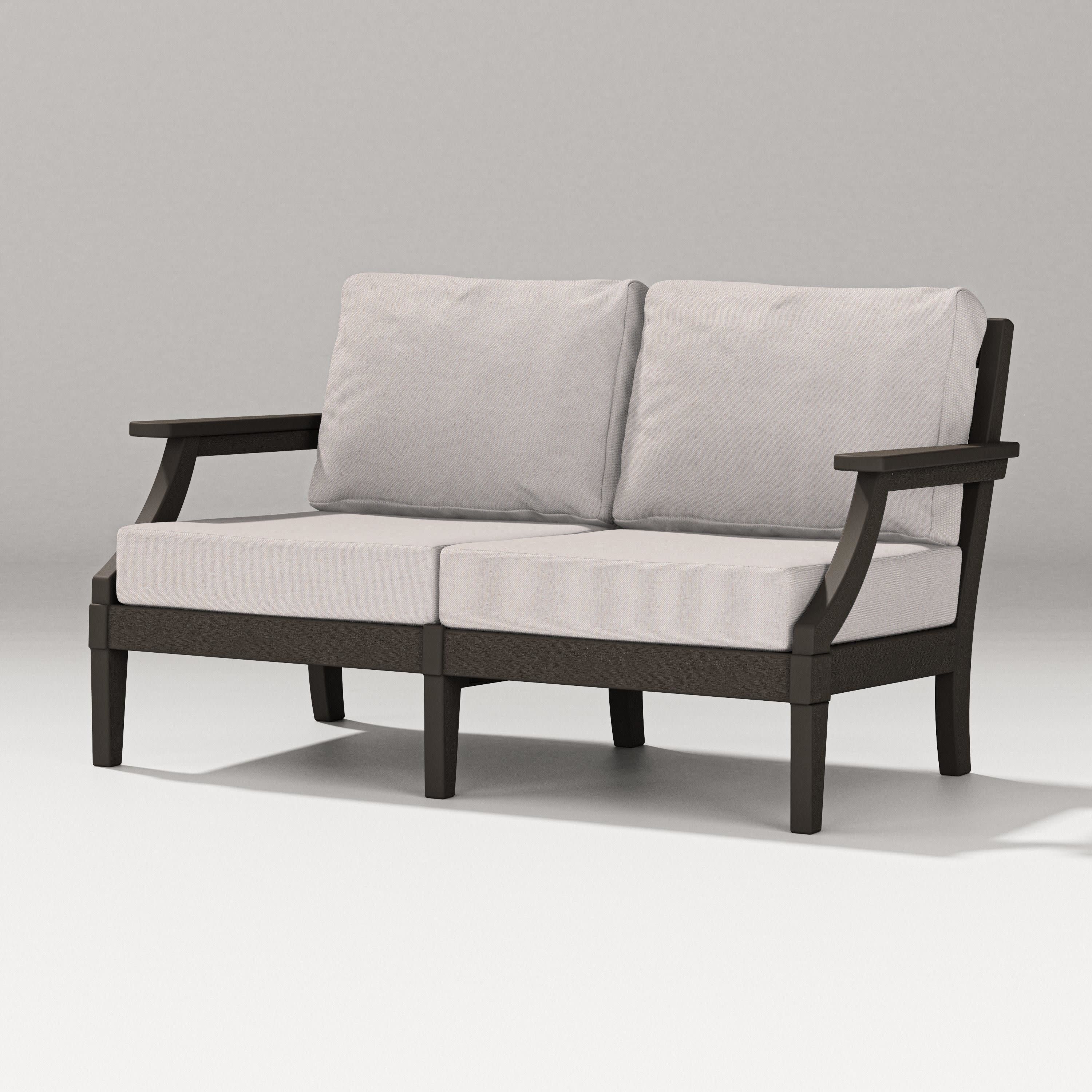 Estate Loveseat in Vintage Coffee / Dune Burlap