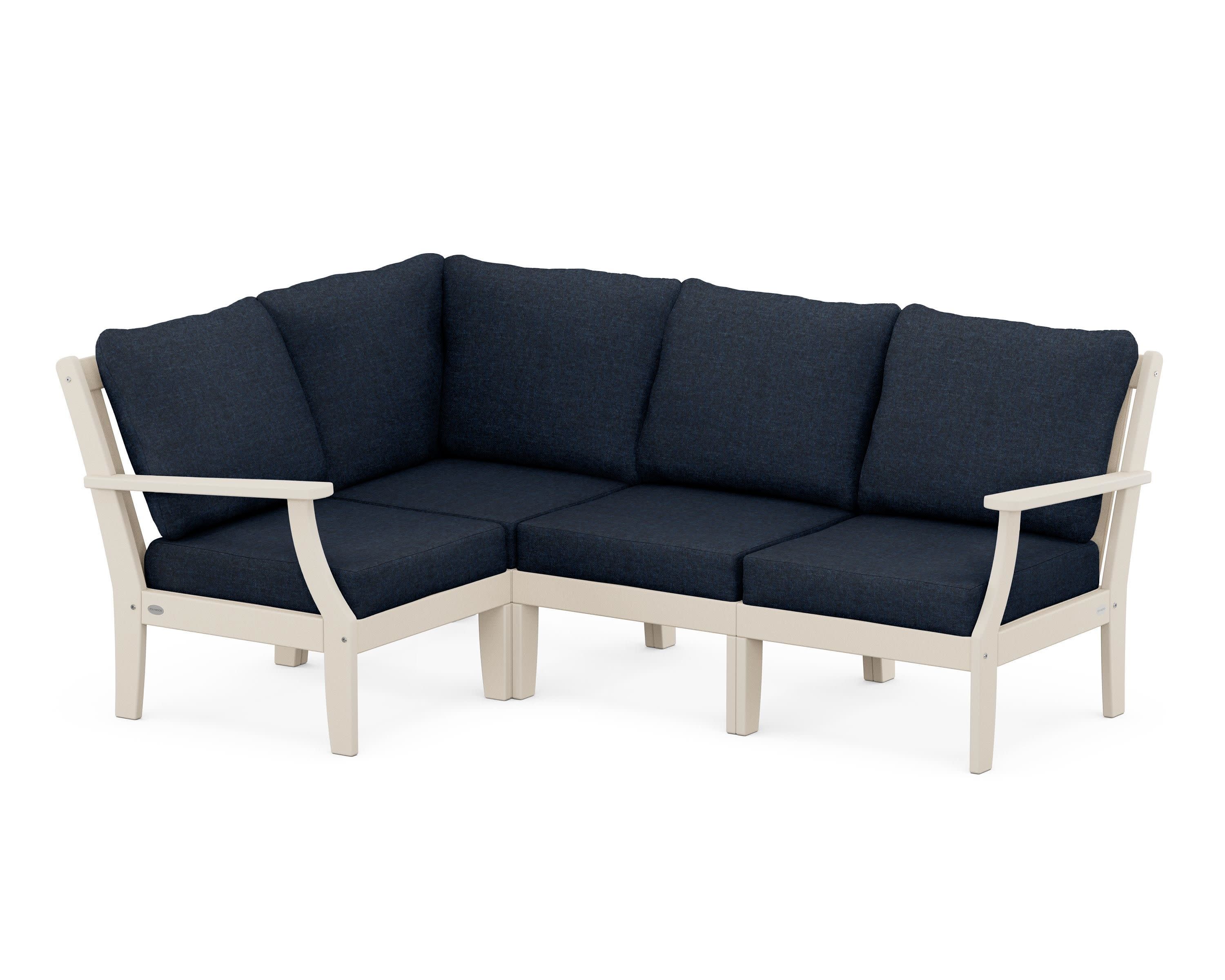 Braxton Modular 4-Piece Deep Seating Set in Sand / Marine Indigo
