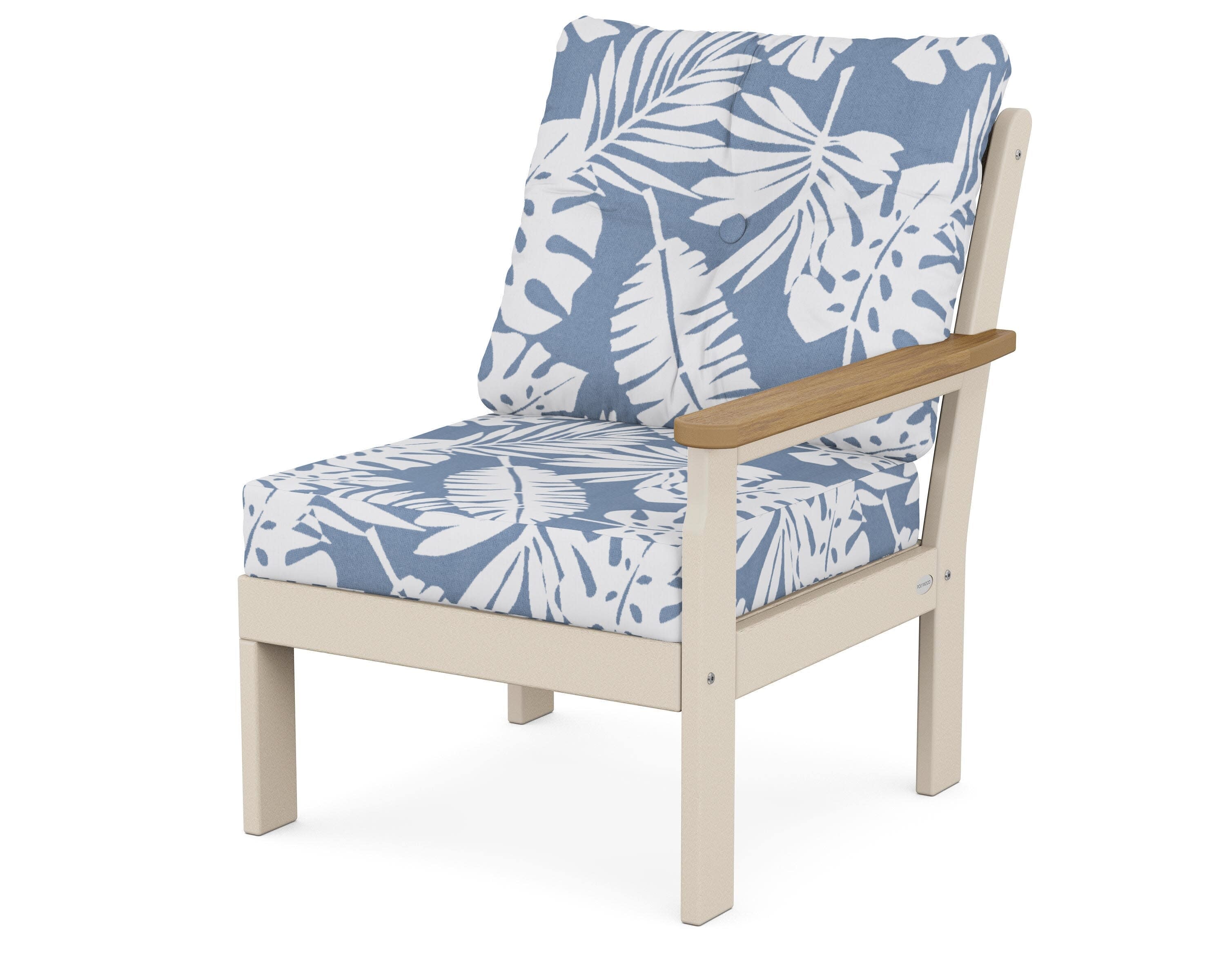 Vineyard Modular Right Arm Chair in Sand / Natural / Leaf Sky Blue