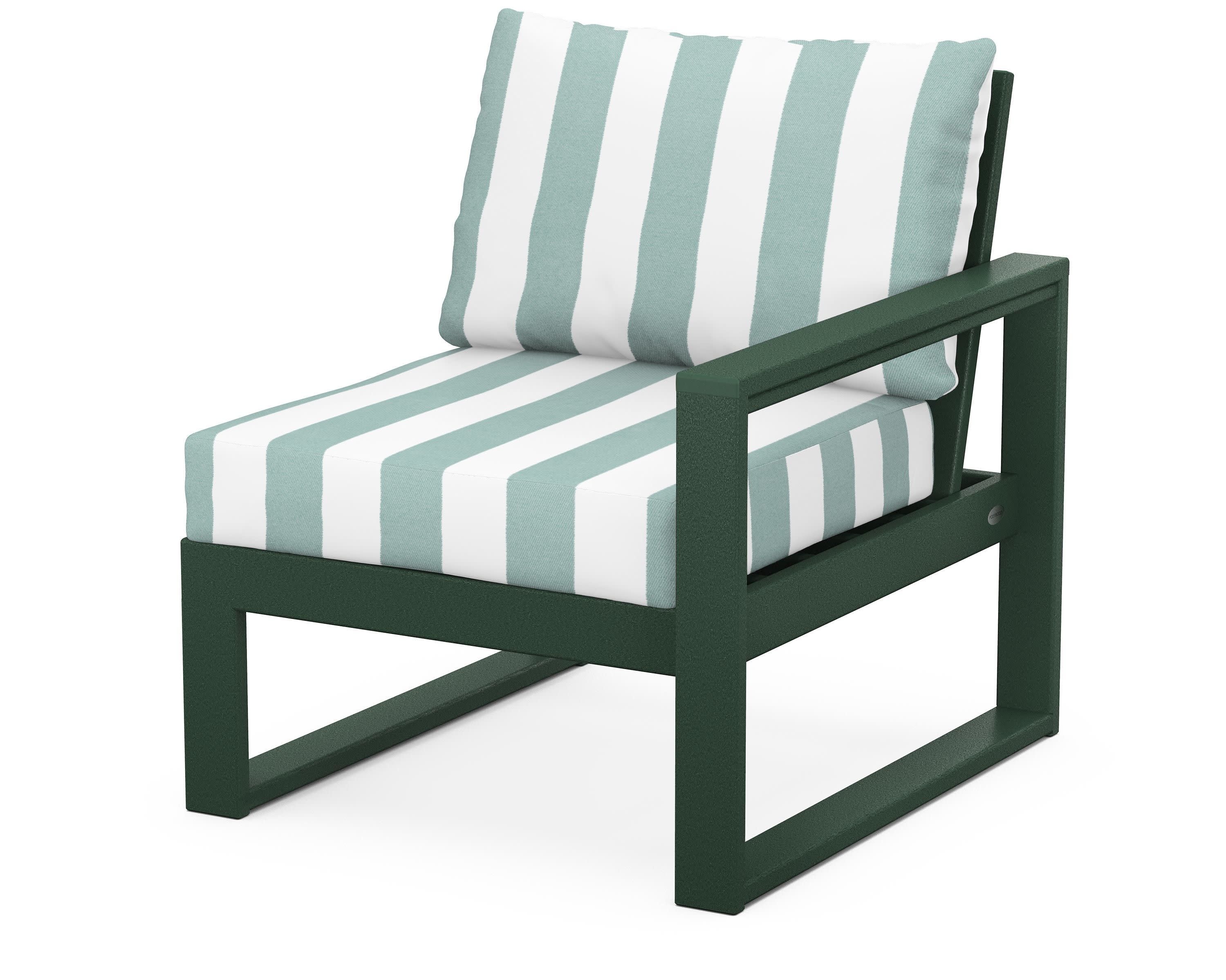 EDGE Modular Right Arm Chair in Green / Cabana Stripe Glacier Spa