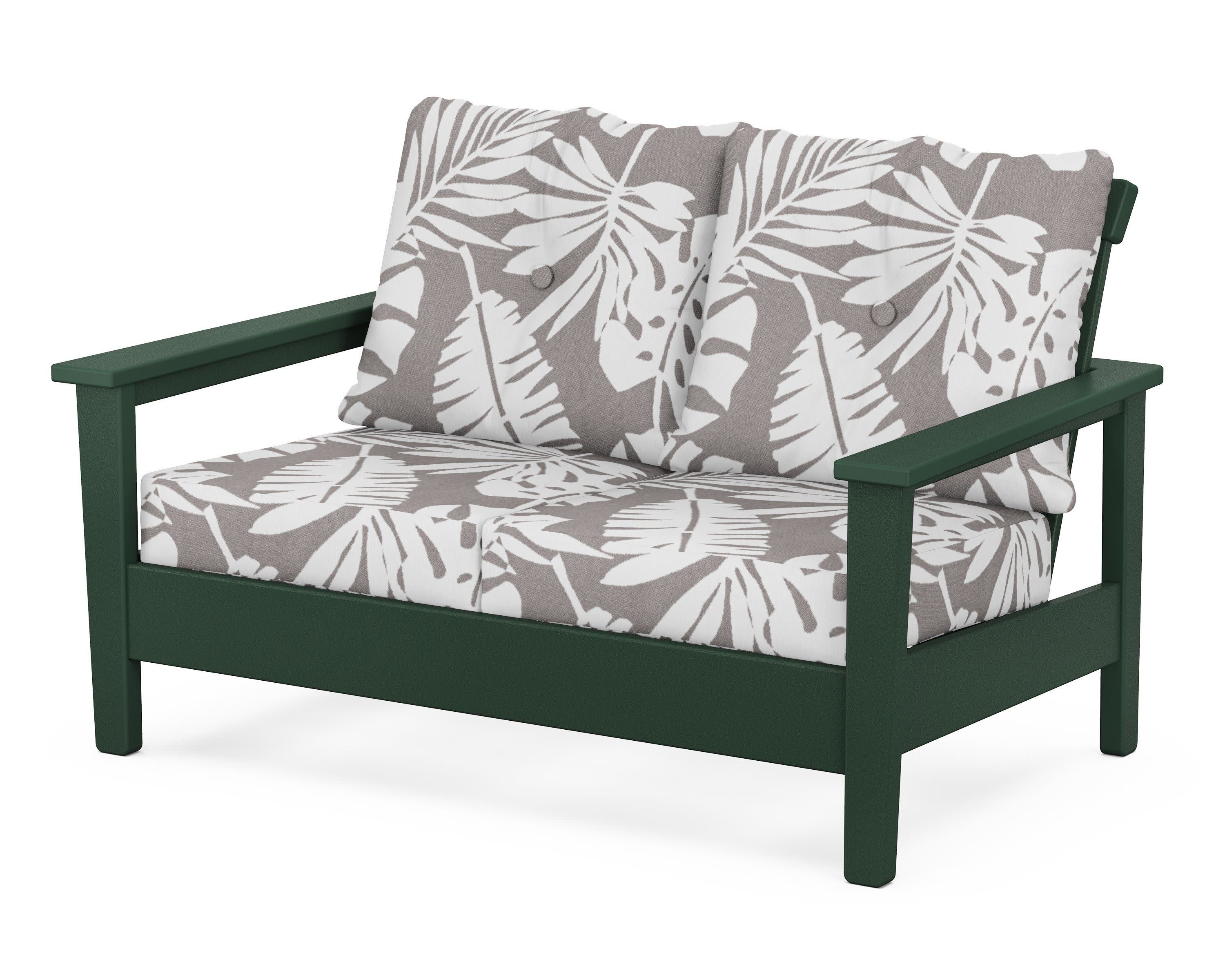 Prescott Deep Seating Loveseat in Green / Leaf Grey Mist