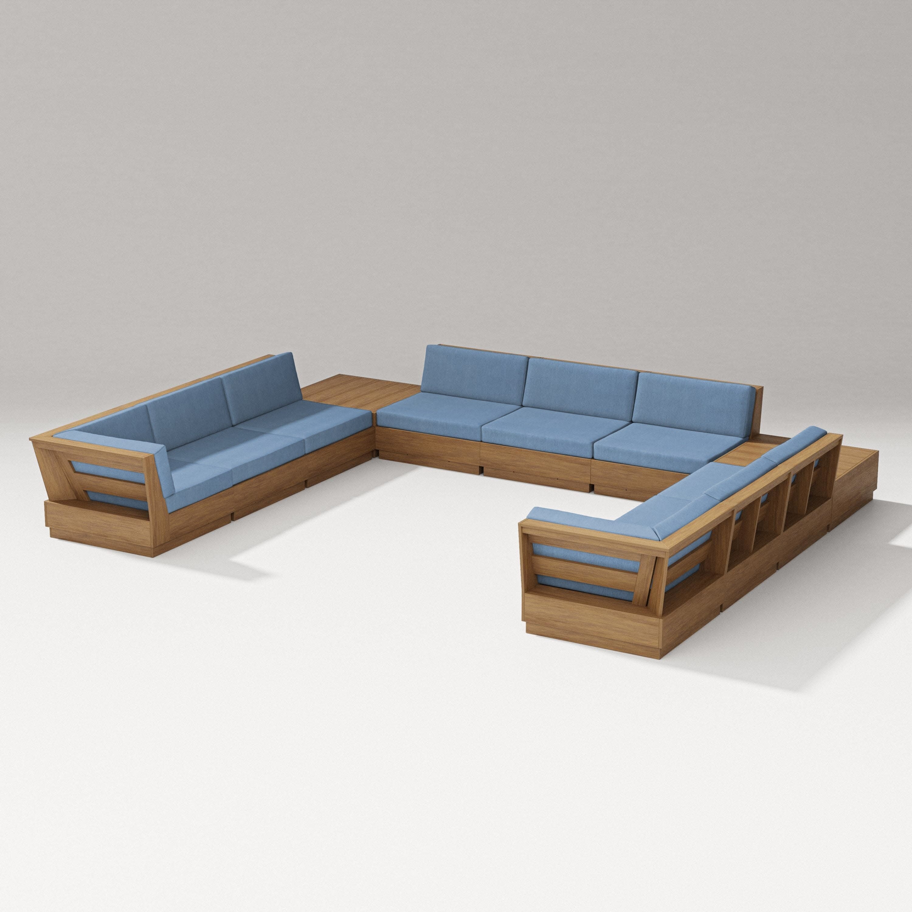 Elevate 11-Piece U-Shaped Sofa Sectional in Natural / Sky Blue