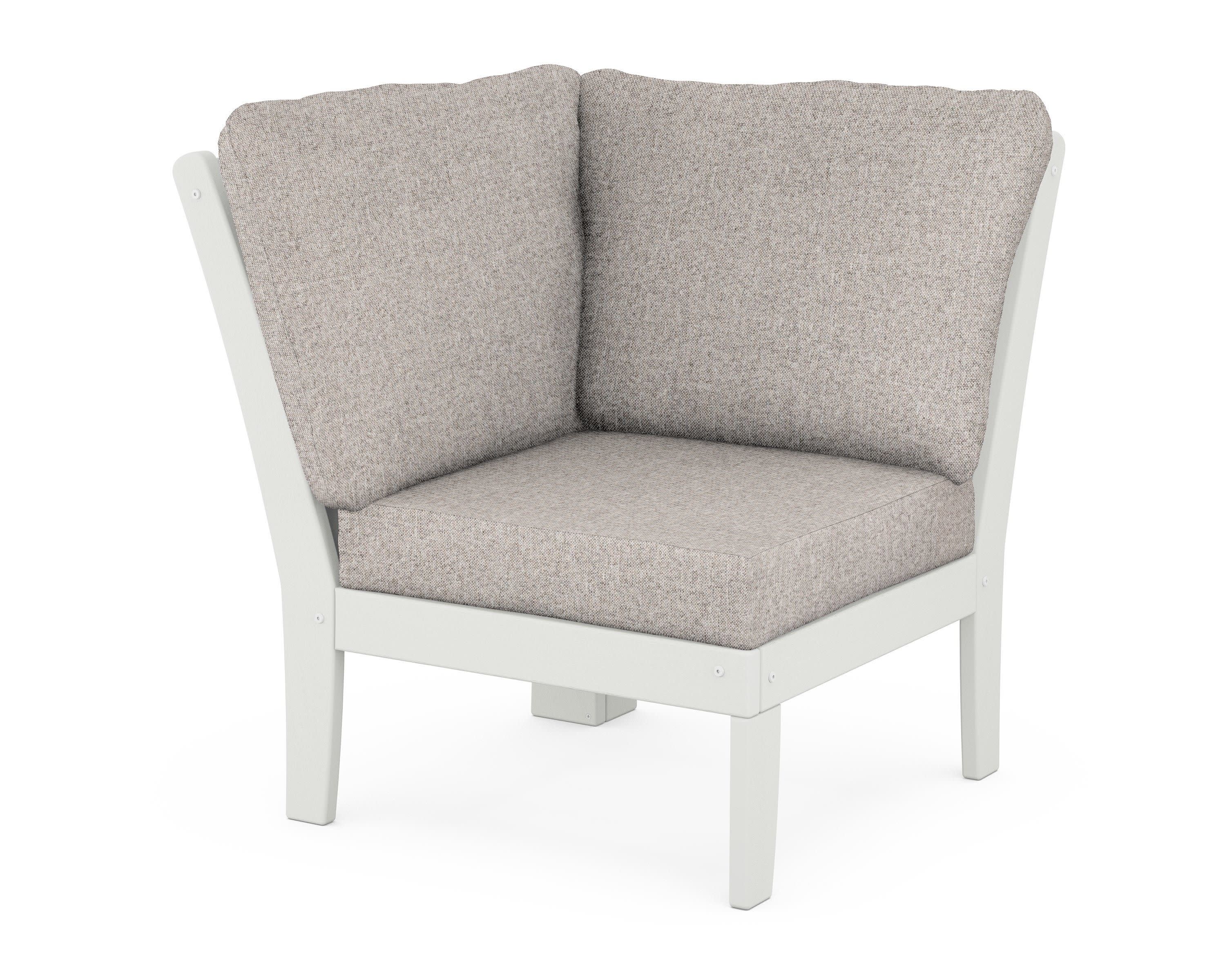 Braxton Modular Corner Chair in Vintage White / Weathered Tweed