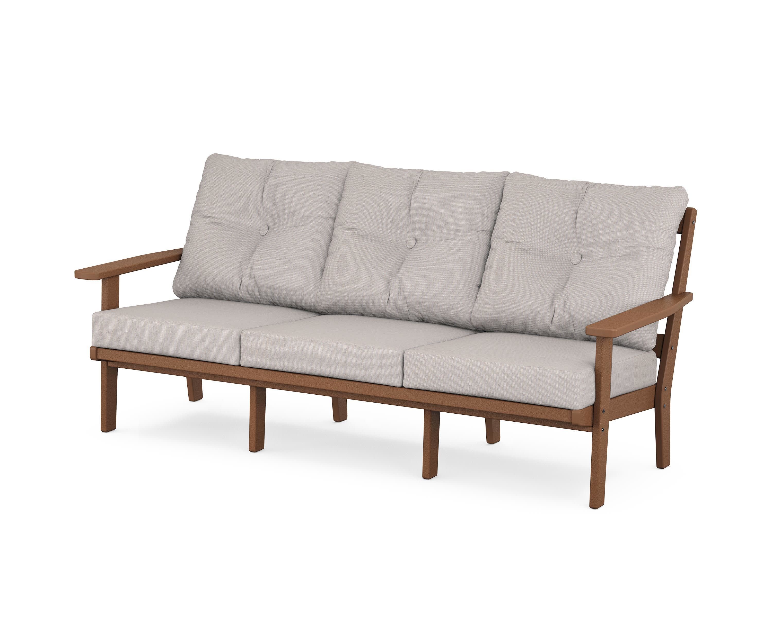Oxford Deep Seating Sofa in Teak / Dune Burlap