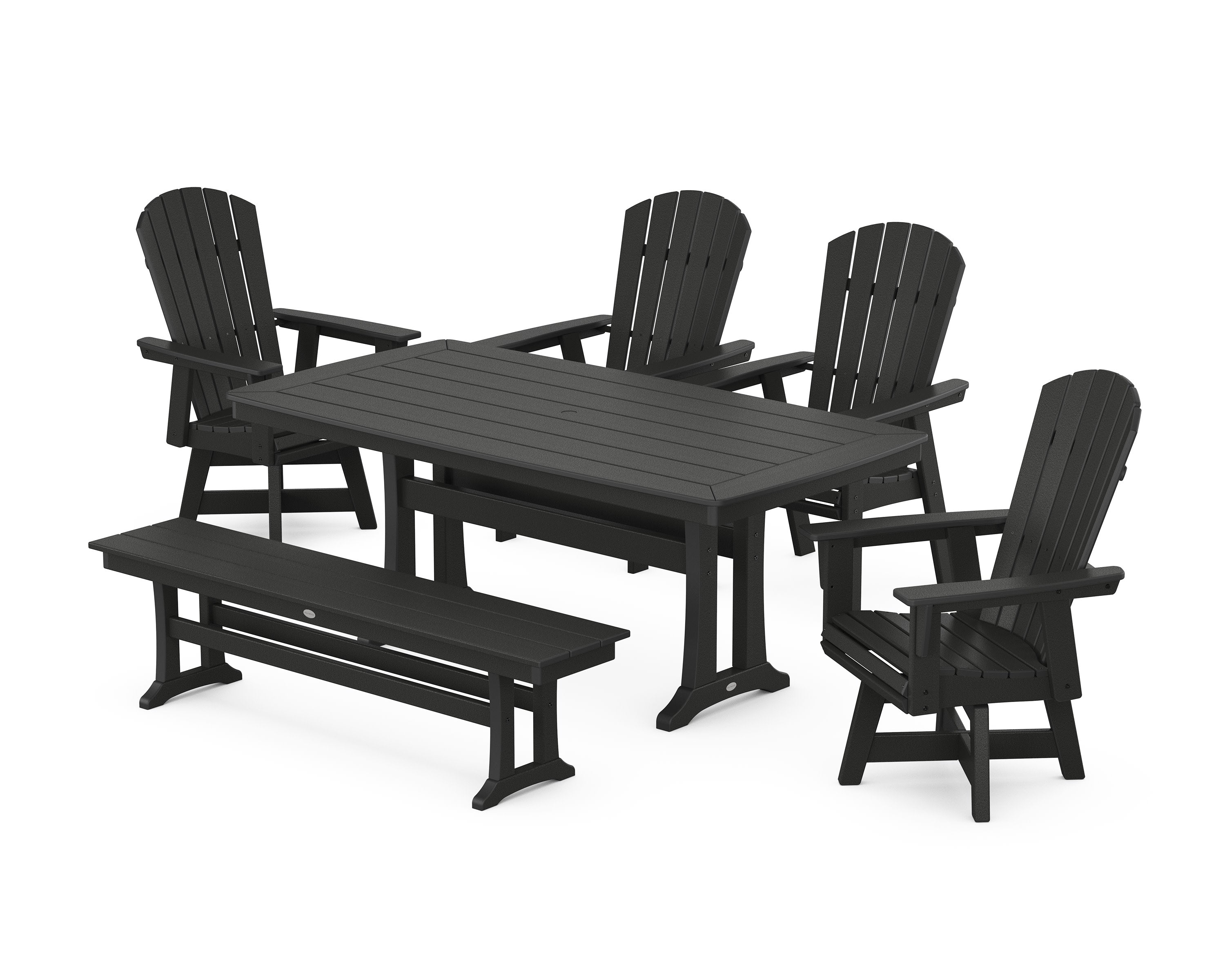 Nautical Adirondack Swivel 6-Piece Dining Set with Trestle Legs in Black