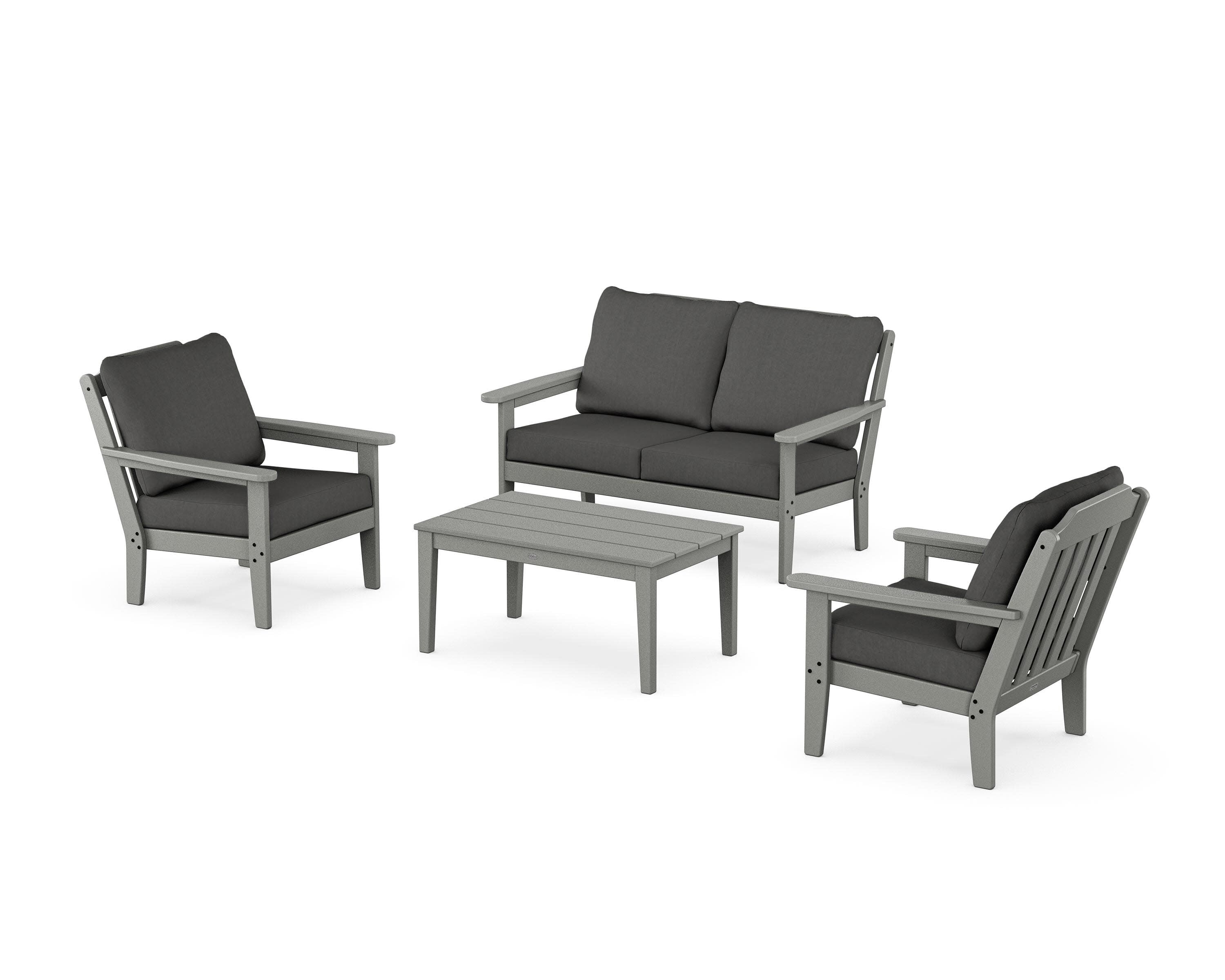 Cottage 4-Piece Deep Seating Set with Loveseat in Slate Grey / Spectrum Carbon