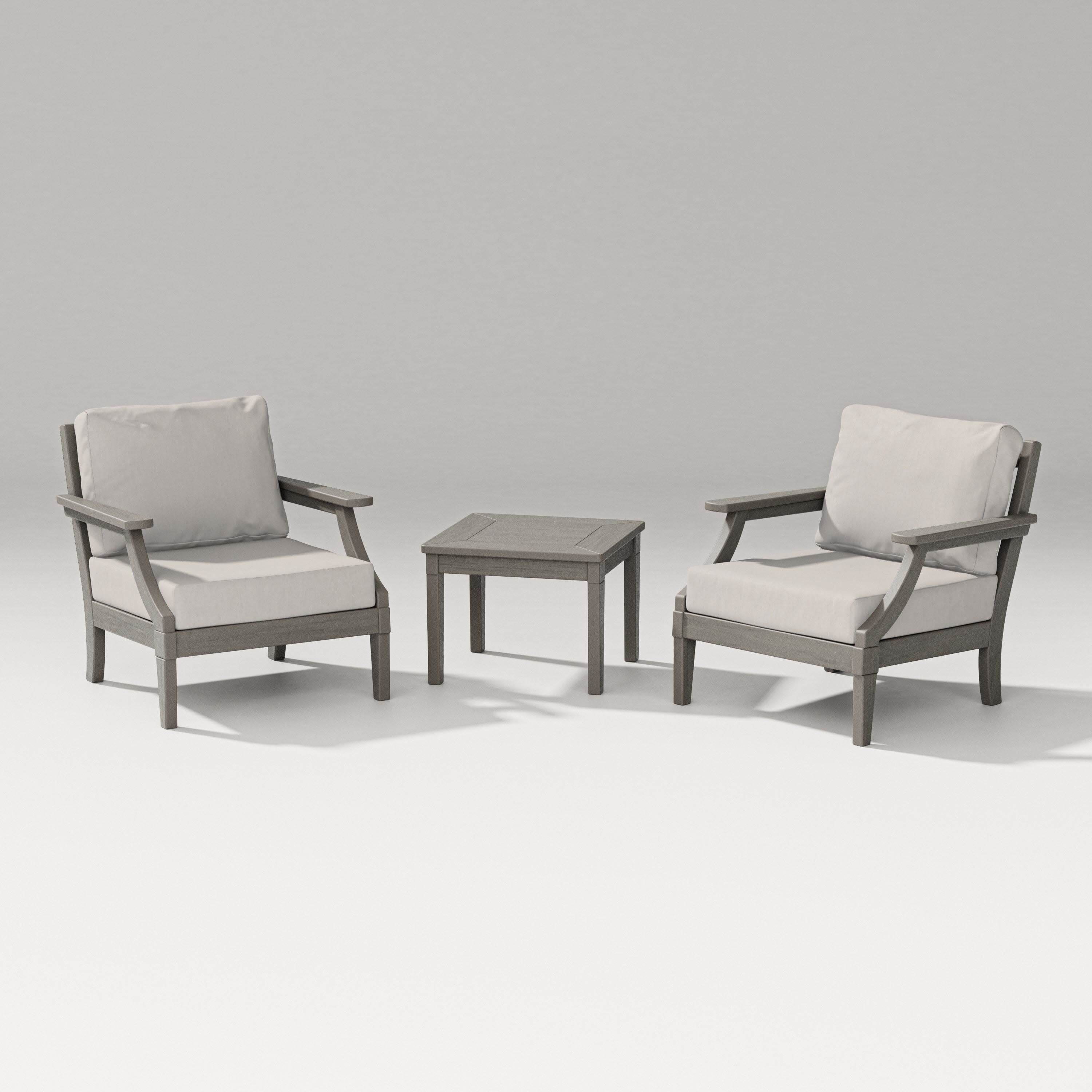 Estate 3-Piece Lounge Chair Set in Driftwood / Cast Ash