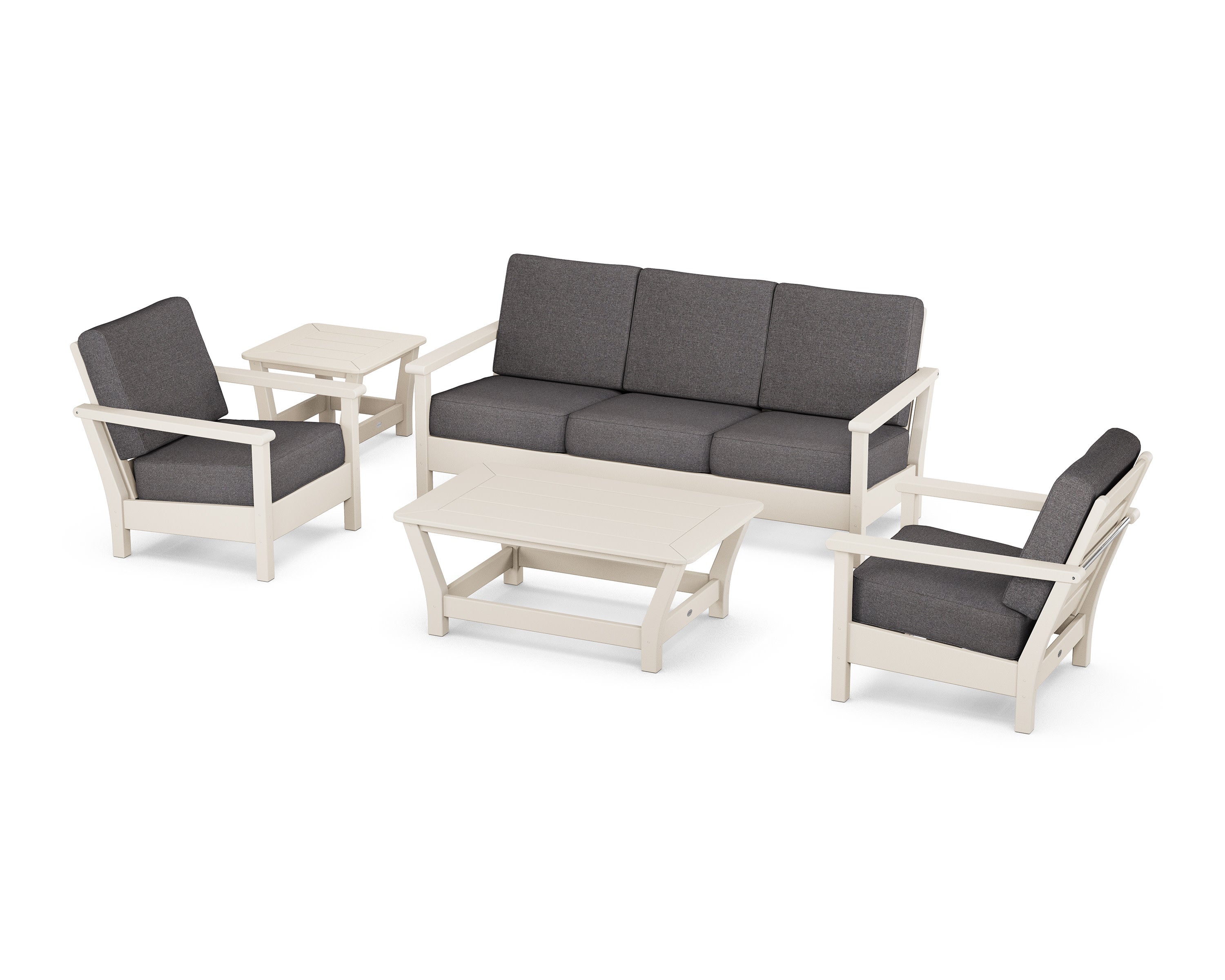 Harbour 5-Piece Deep Seating Set in Sand / Ash Charcoal