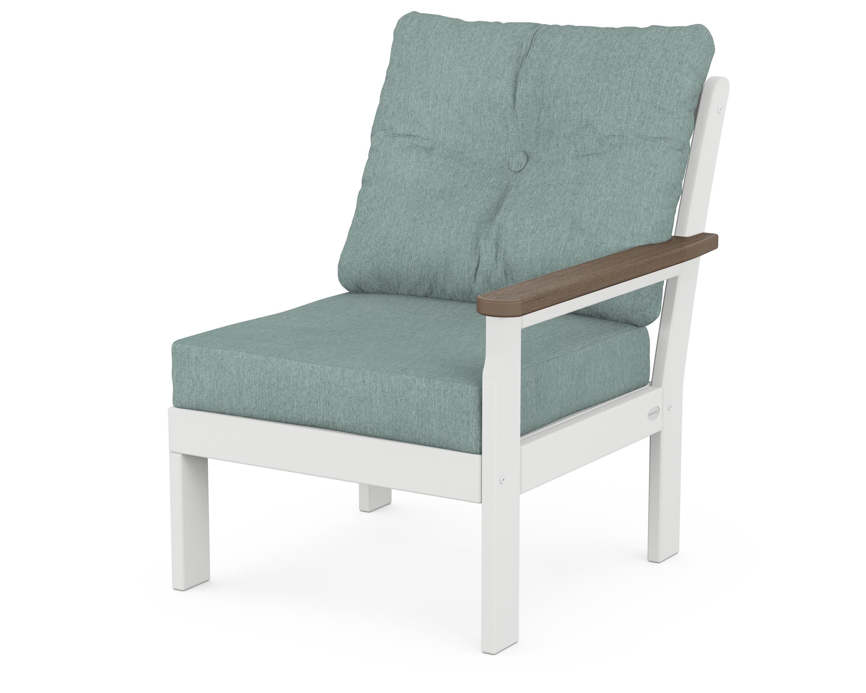 Vineyard Modular Right Arm Chair in White / Kona / Glacier Spa
