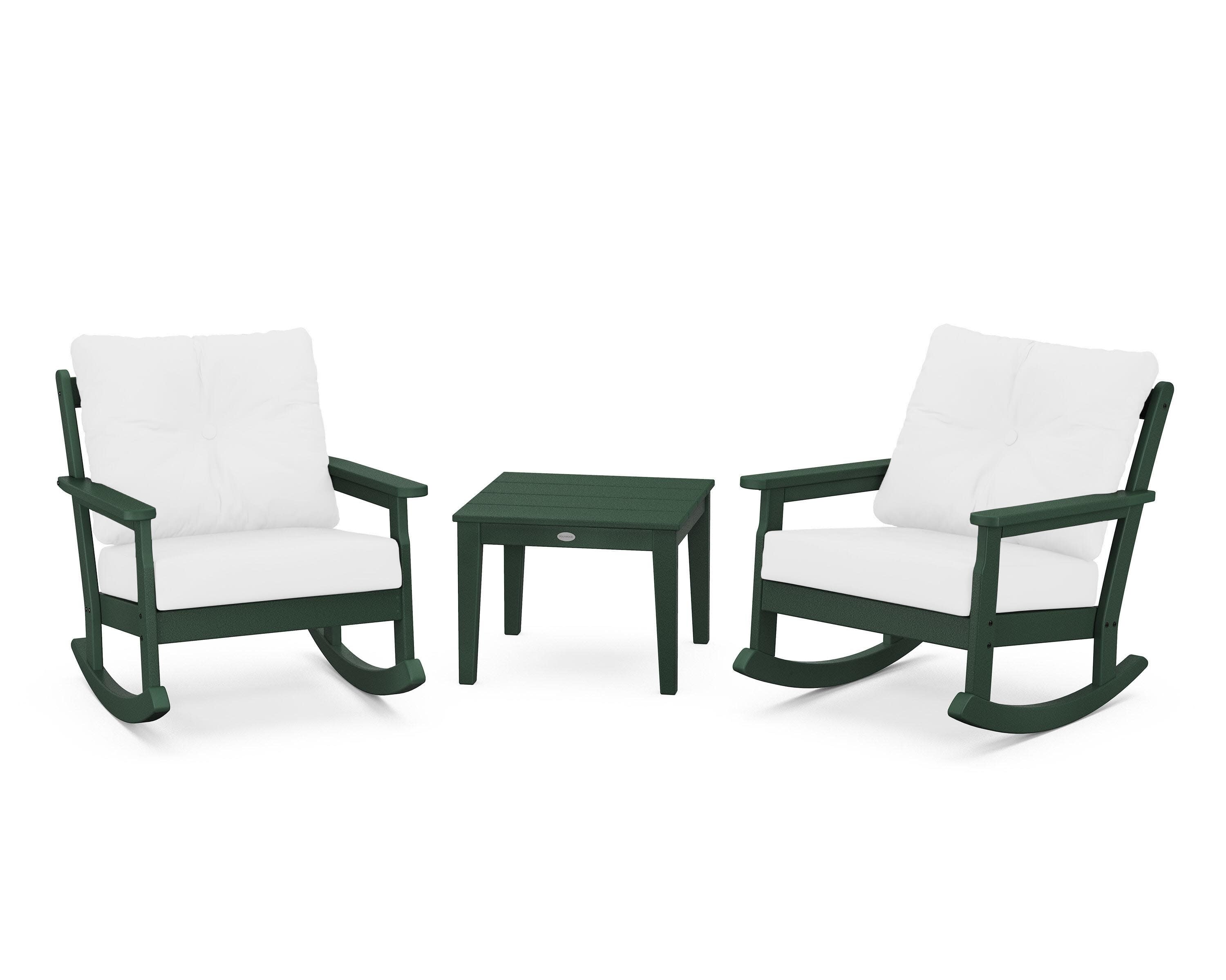 Vineyard 3-Piece Deep Seating Rocker Set in Green / Natural