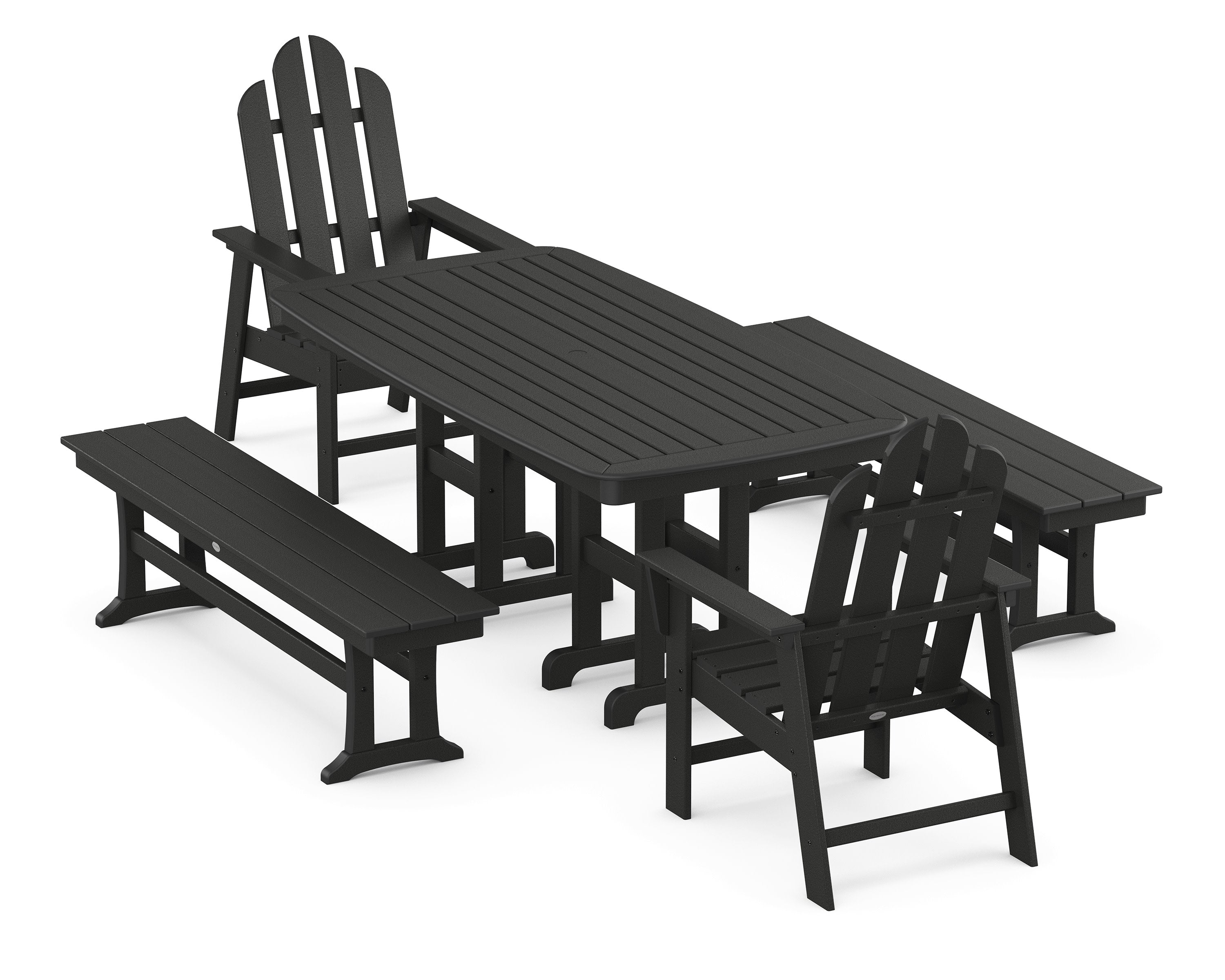 Long Island 5-Piece Dining Set with Benches in Black