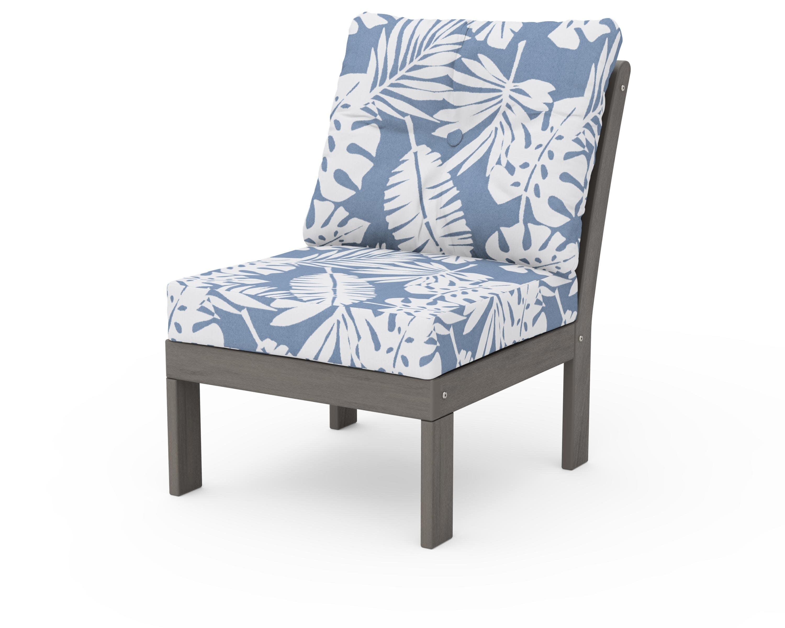 Vineyard Modular Armless Chair in Driftwood / Leaf Sky Blue