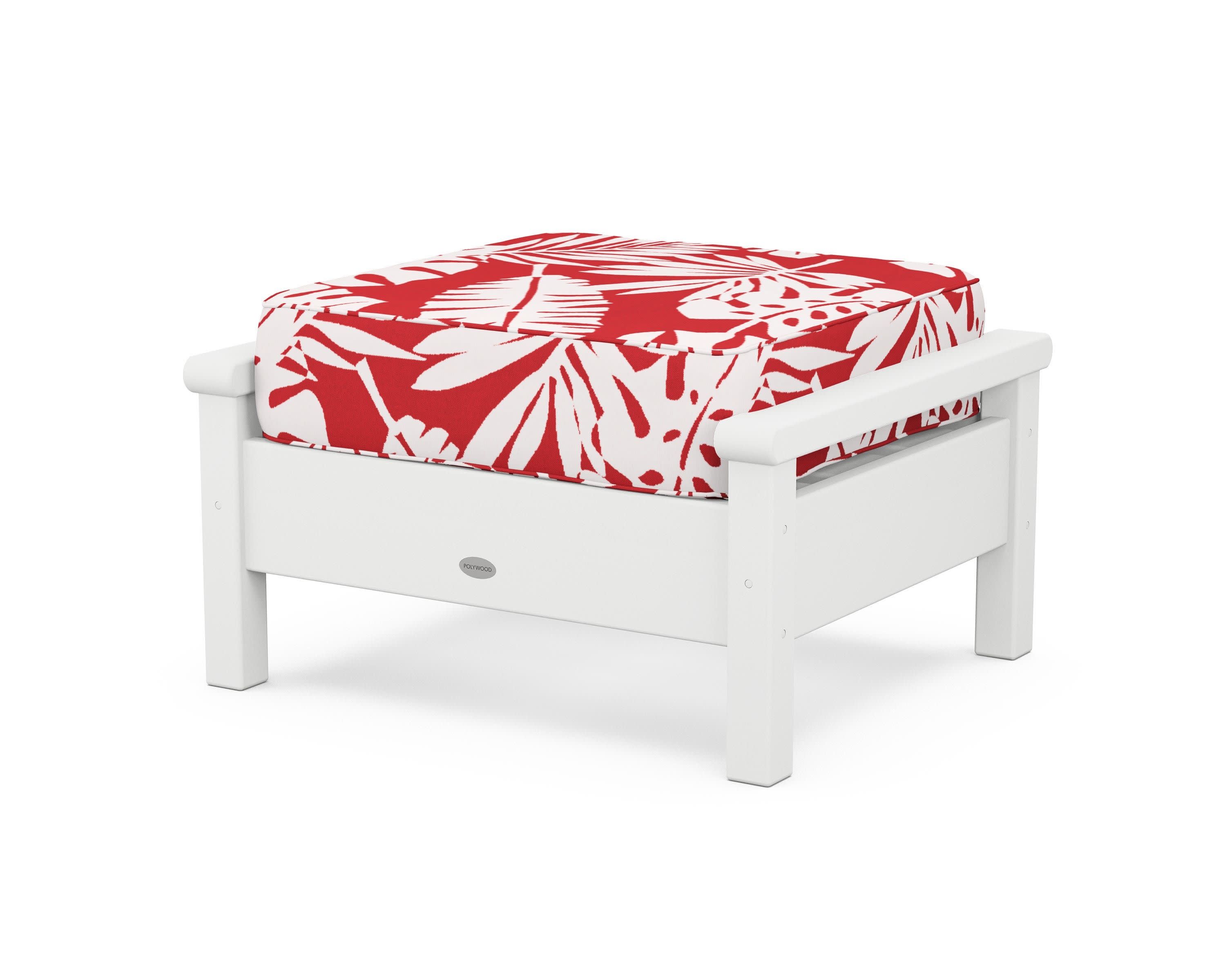 Harbour Deep Seating Ottoman in White / Leaf Crimson