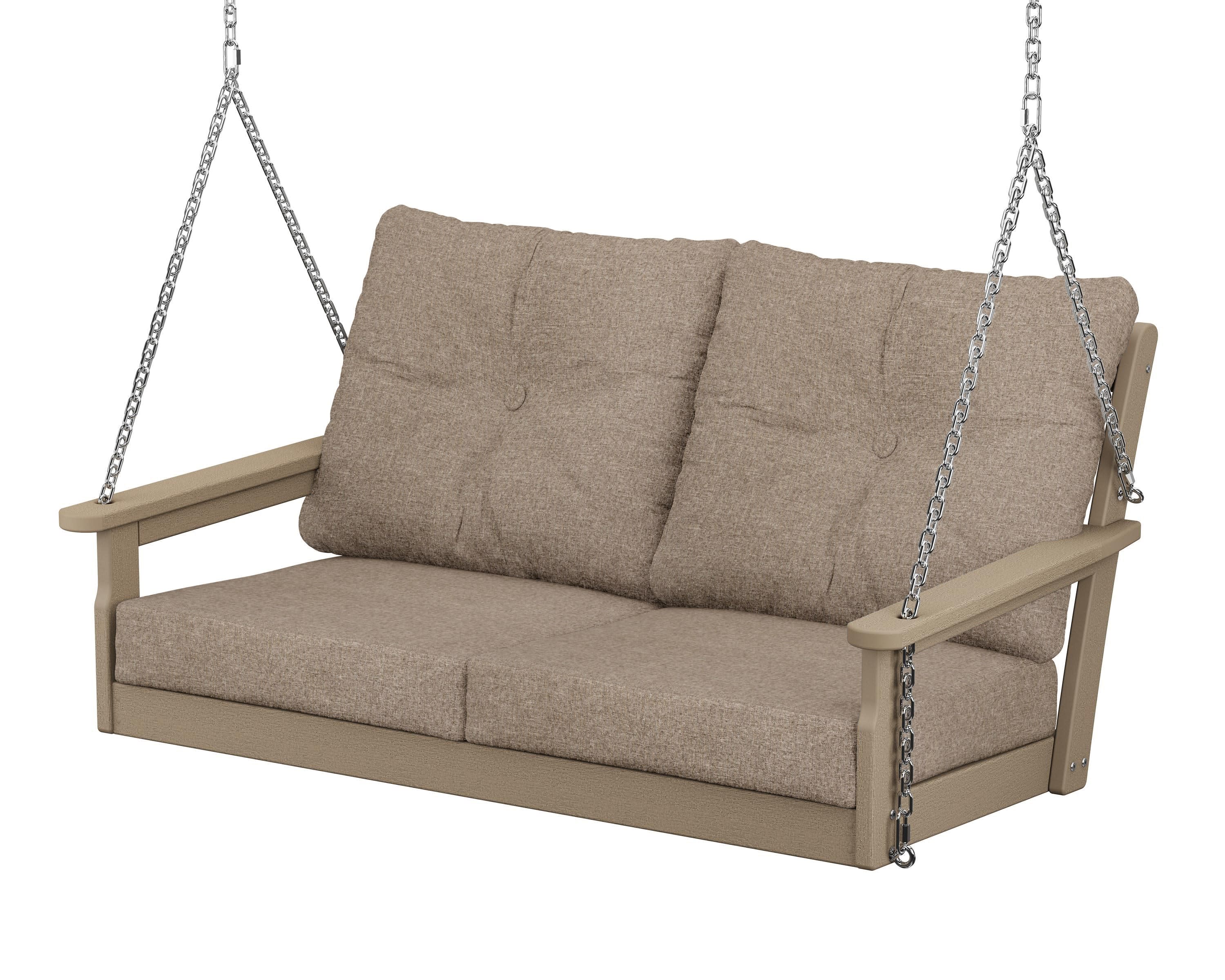 Vineyard Deep Seating Swing in Vintage Sahara / Spiced Burlap