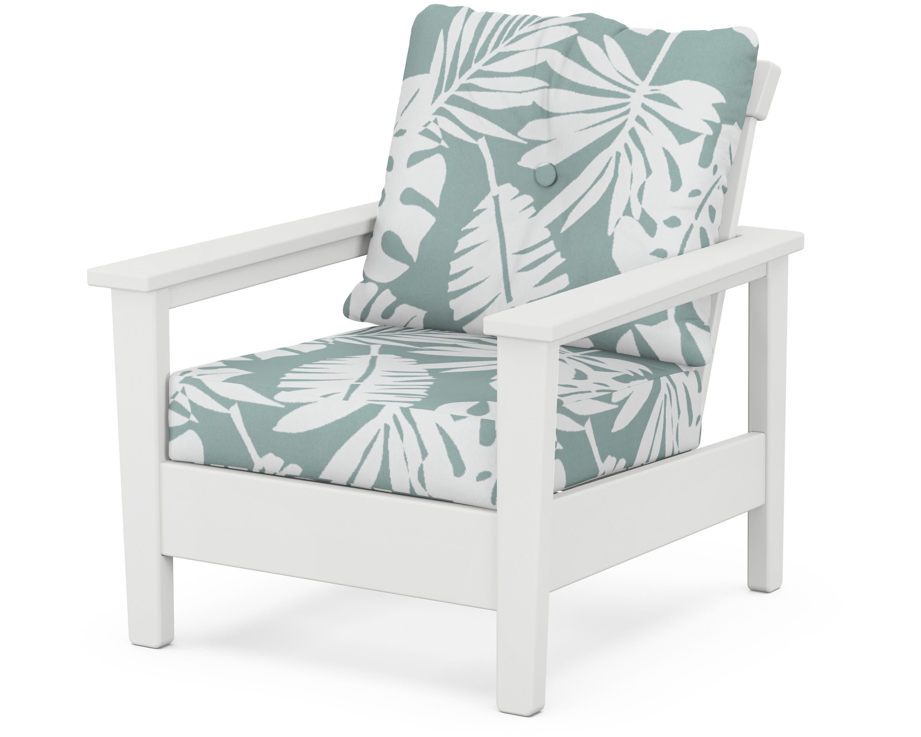 Prescott Deep Seating Chair in White / Leaf Glacier Spa