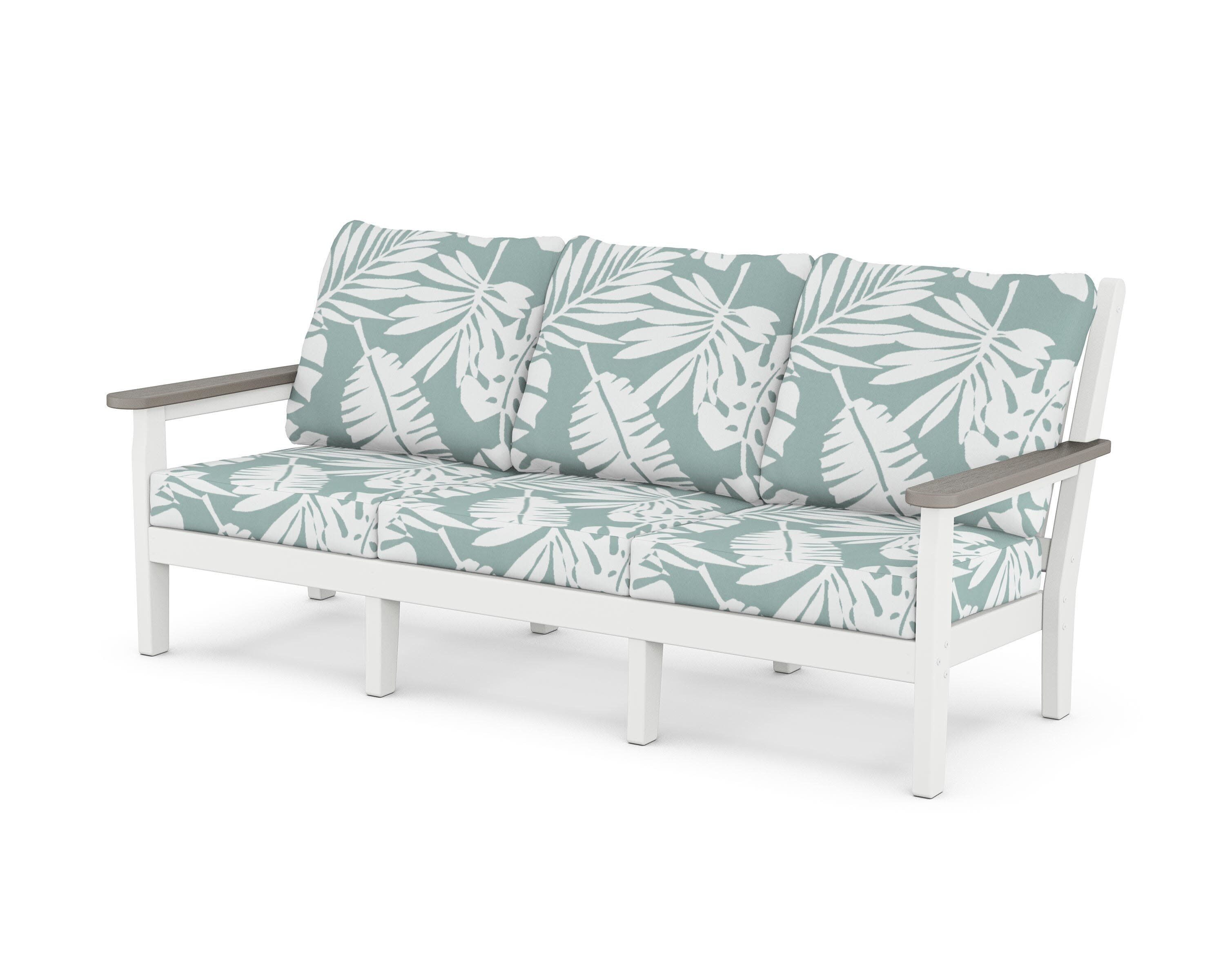 Chippendale Deep Seating Sofa in White / Driftwood / Leaf Glacier Spa