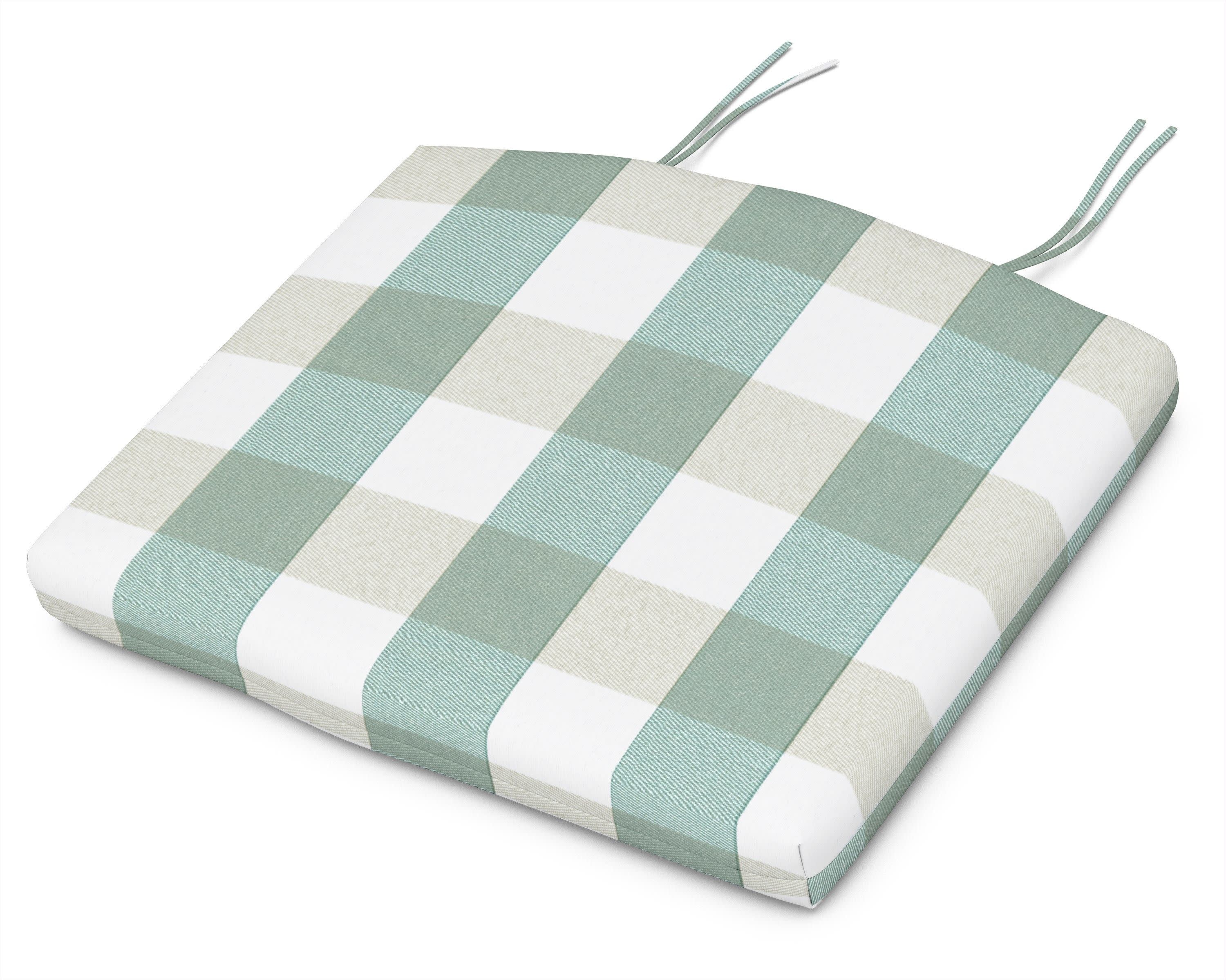 Seat Cushion - 19.06"D x 22.12"W x 2.5"H in Buffalo Plaid Glacier Spa