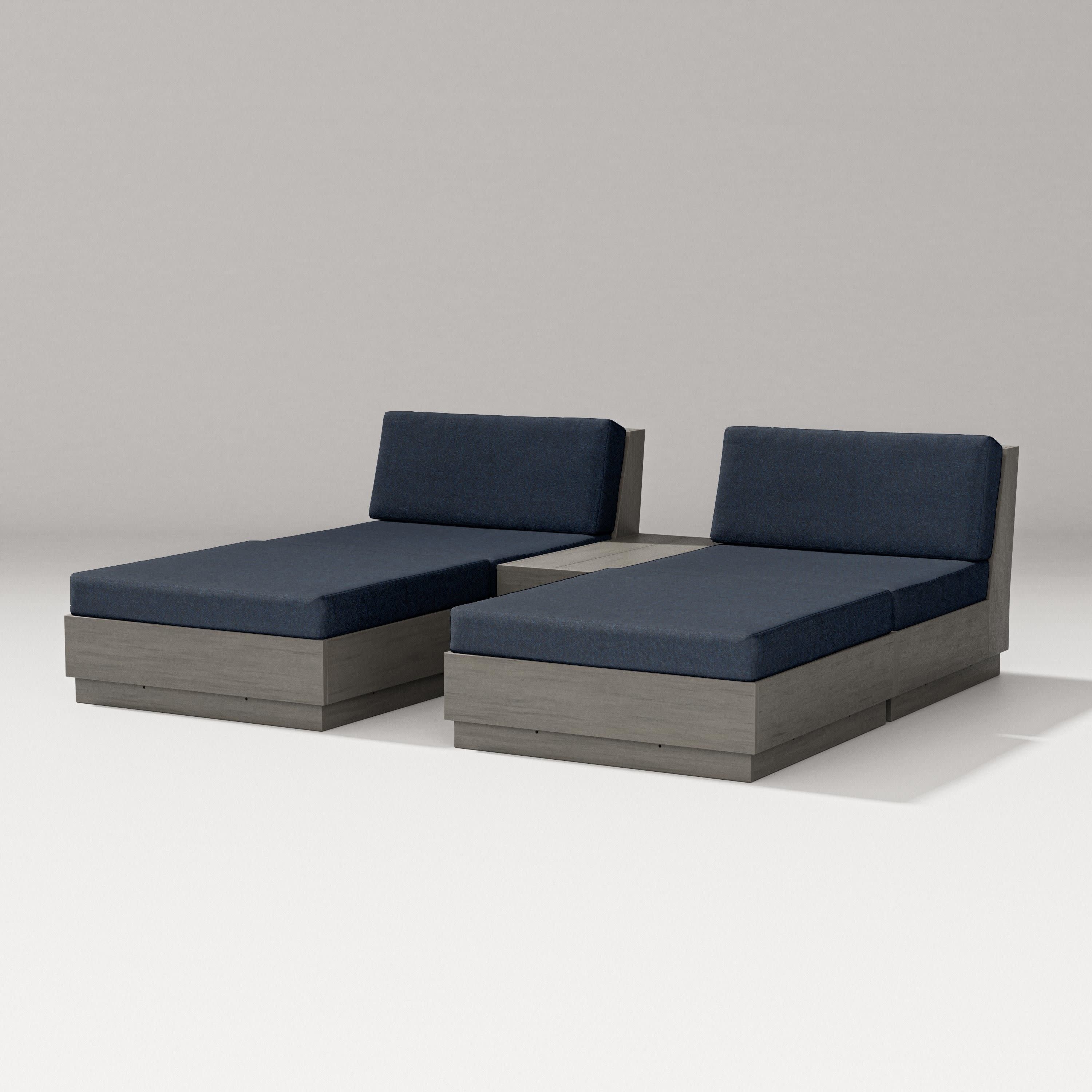 Elevate Double Chaise Set in Driftwood / Marine Indigo