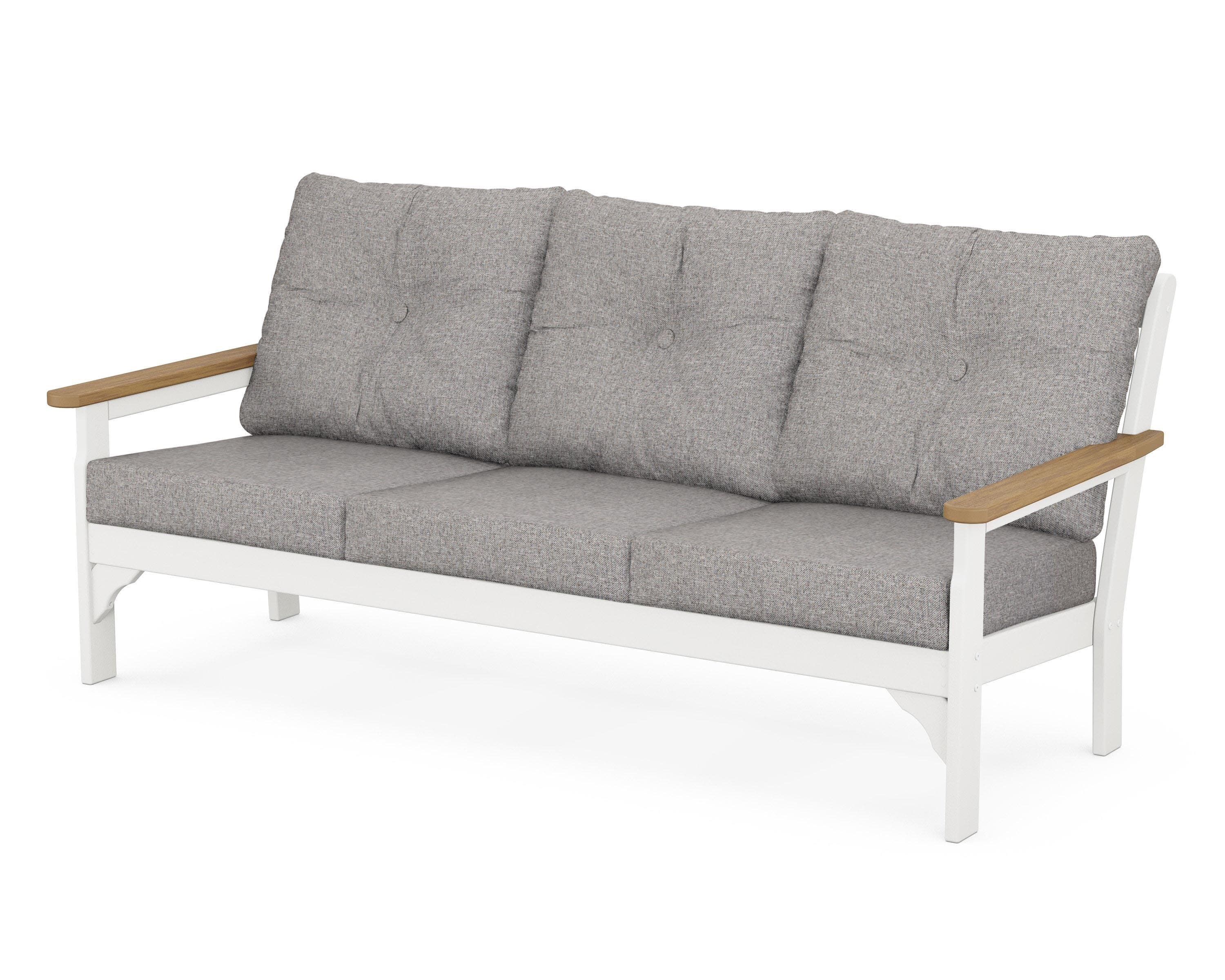 Vineyard Deep Seating Sofa in White / Natural / Grey Mist