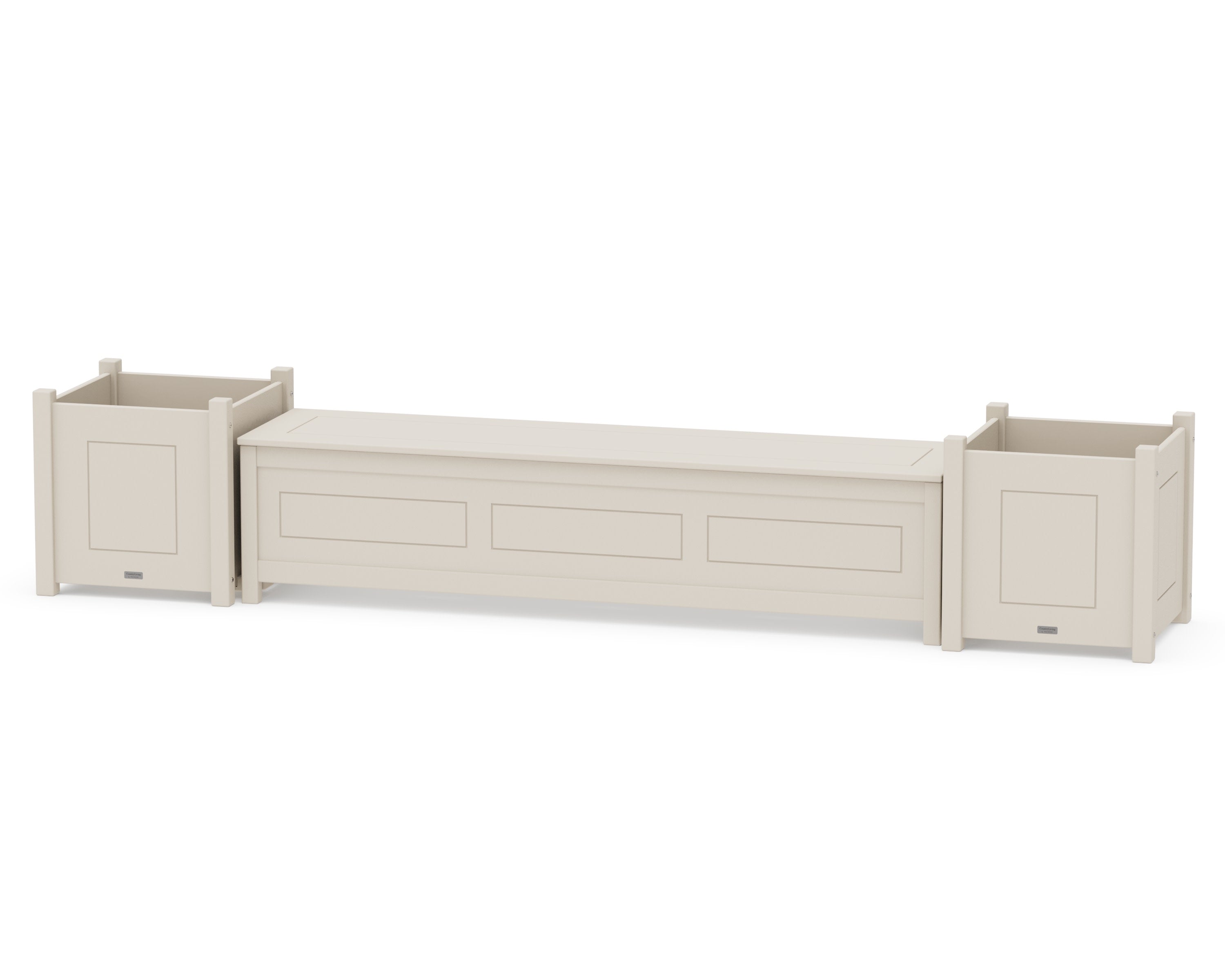 72" Country Living Straight Planter Storage Bench Set- Large in Sand
