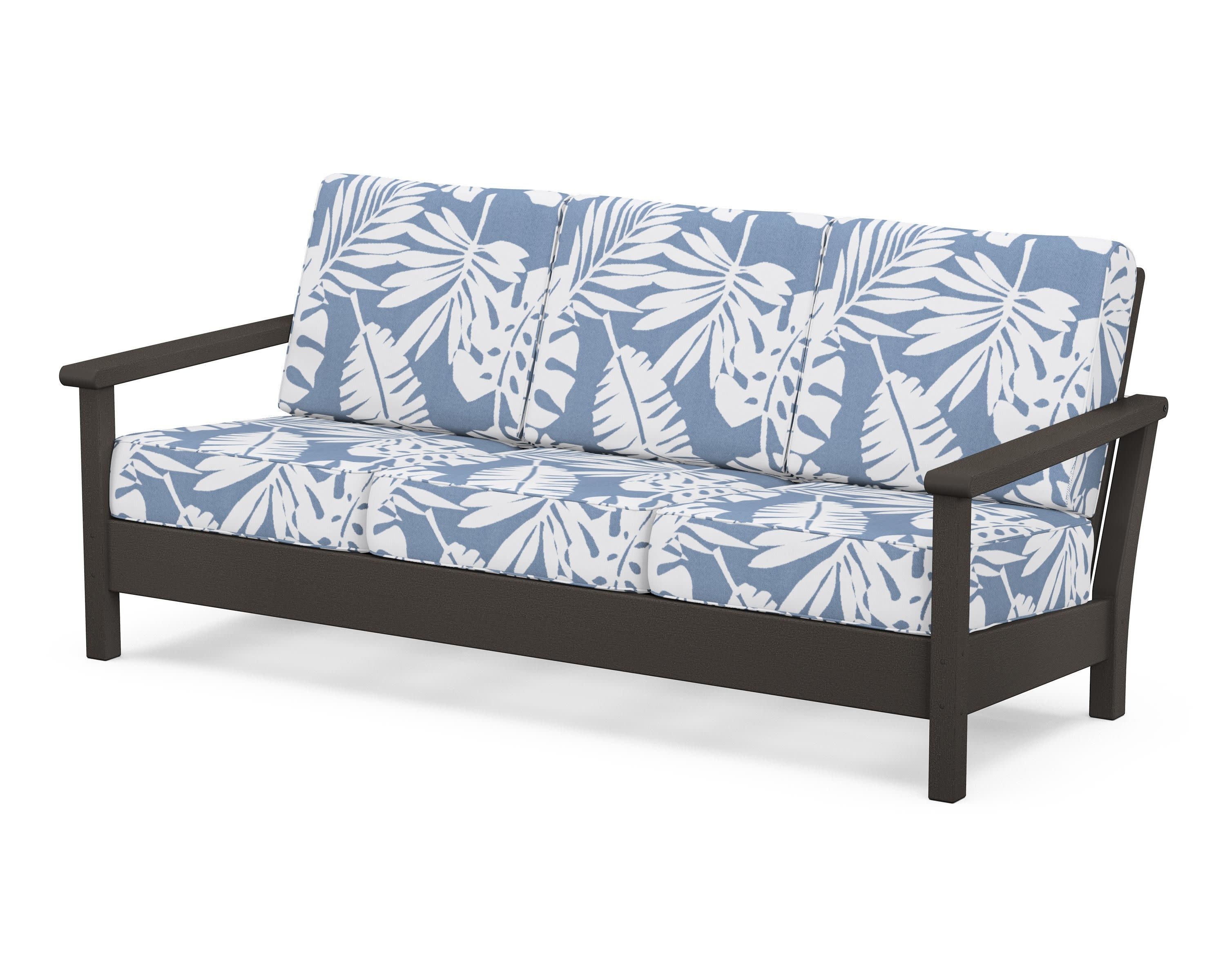 Harbour Deep Seating Sofa in Vintage Coffee / Leaf Sky Blue